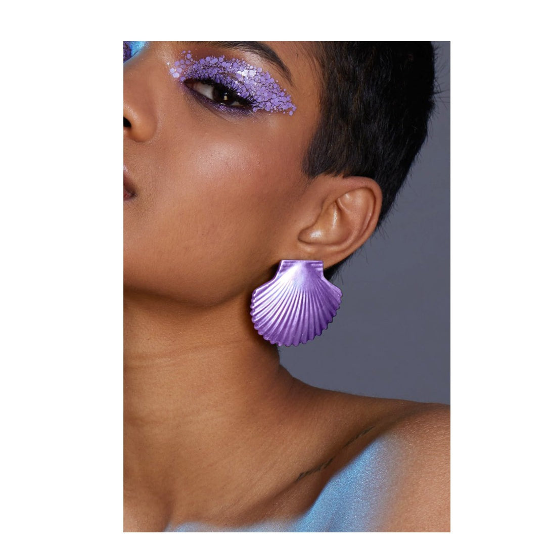 Valliyan Purple Tops Shell Earring