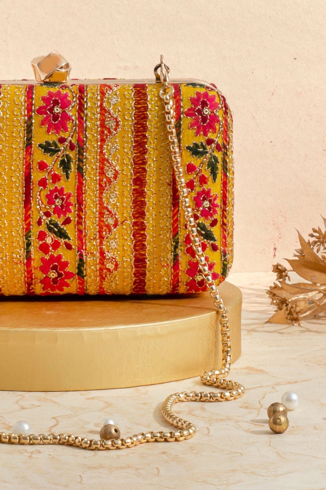 Zuri Box Clutch - Mustard