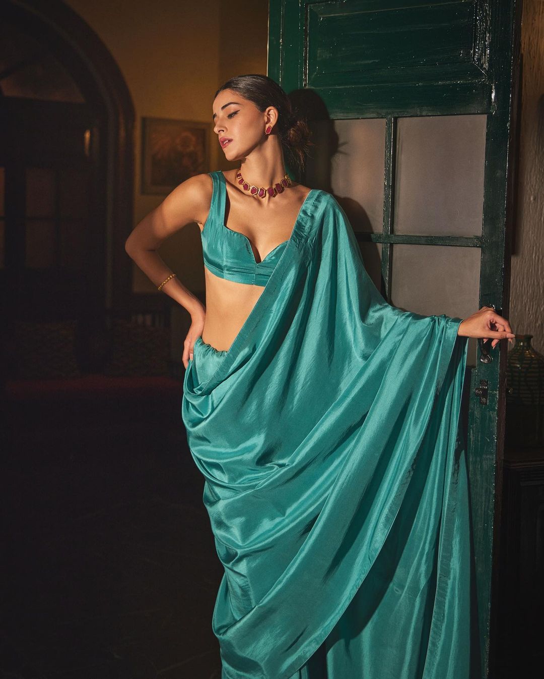Handwoven Teal Blue Silk Sari