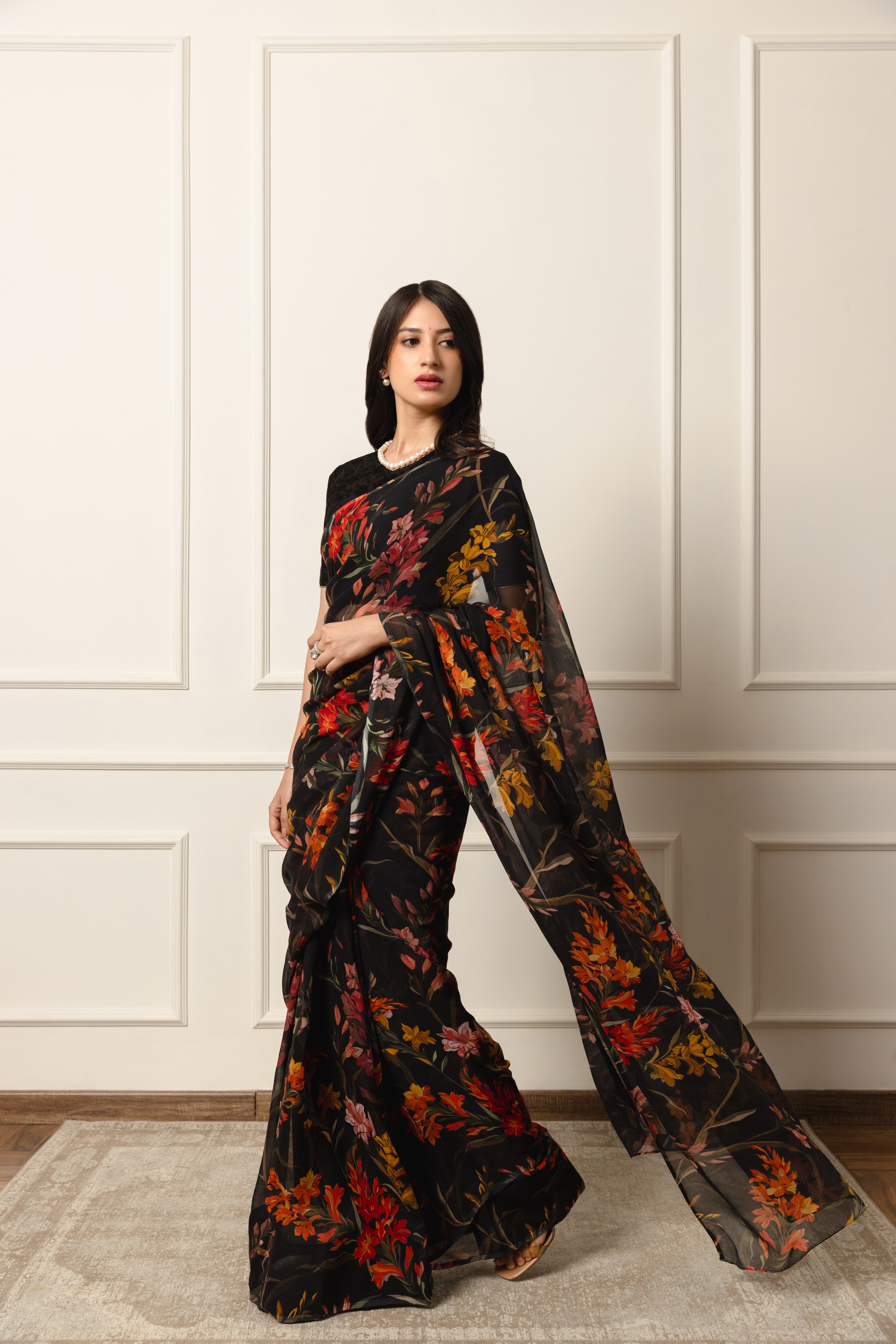 Camille Printed French Chiffon Saree