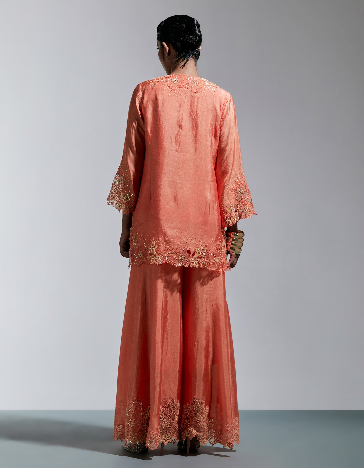 Vermillion Silk Sharara Set
