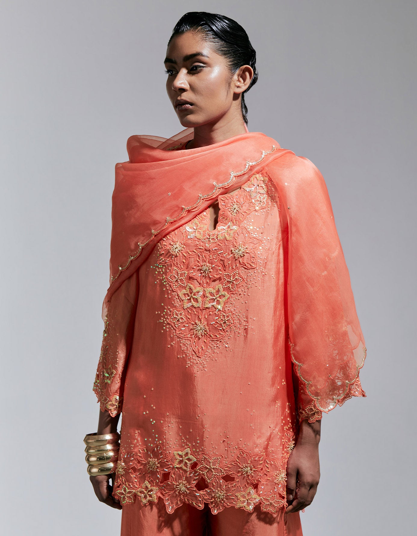 Vermillion Organza Dupatta