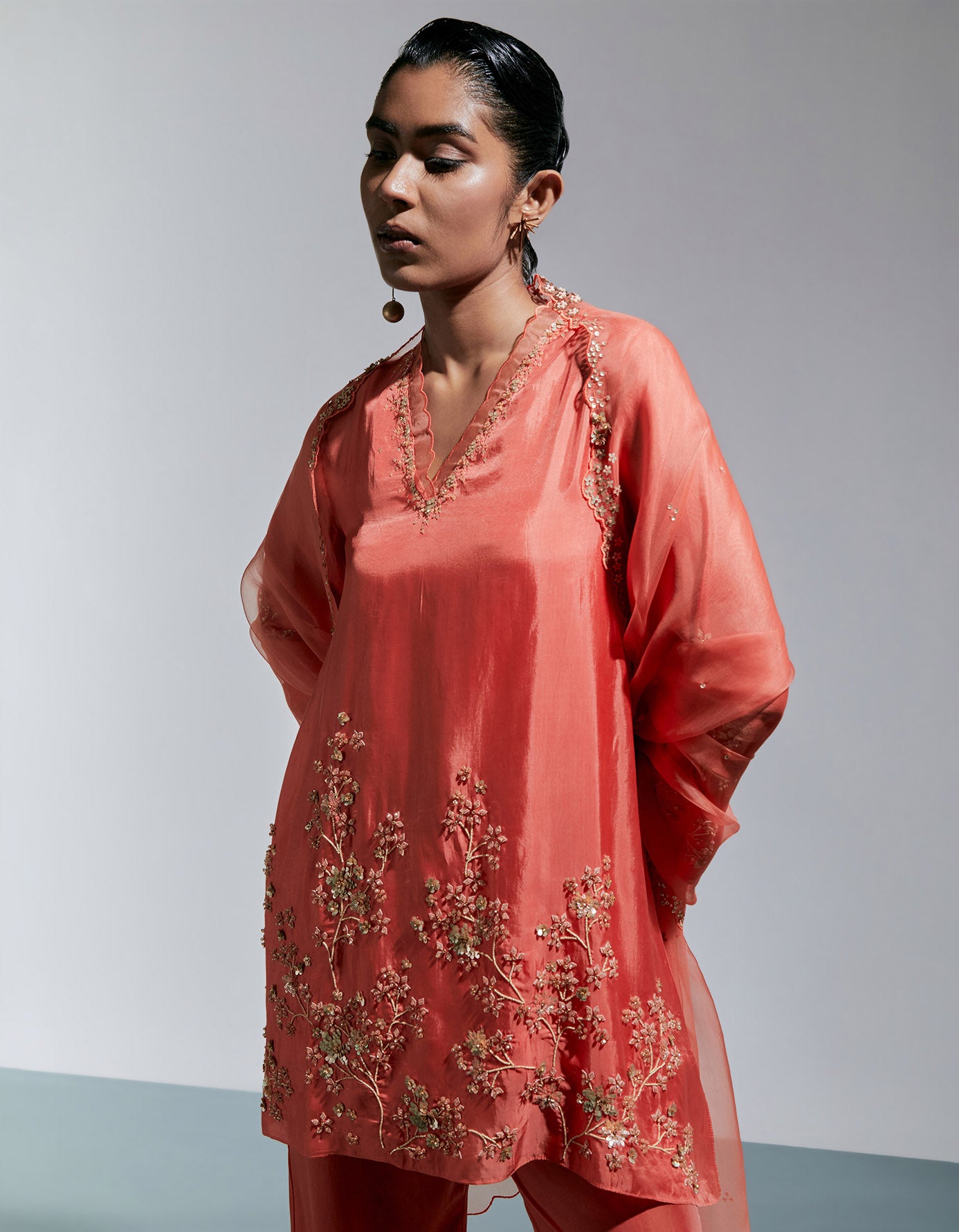 Vermillion Organza Dupatta