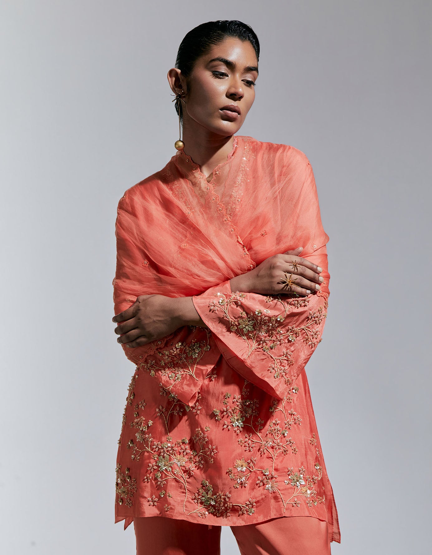 Vermillion Organza Dupatta