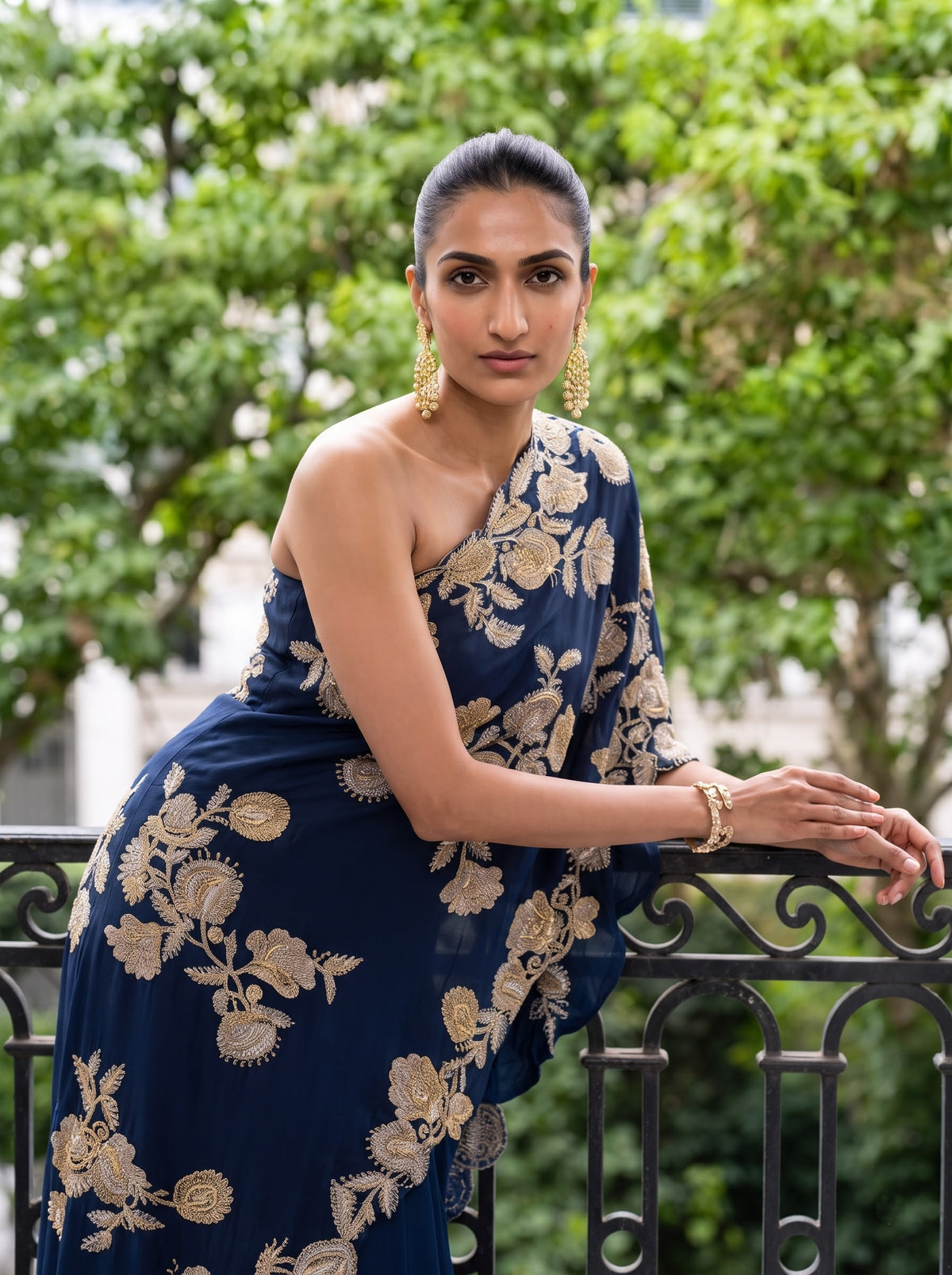 Celestine - Hand Embroidered Cape And Flared Sharara