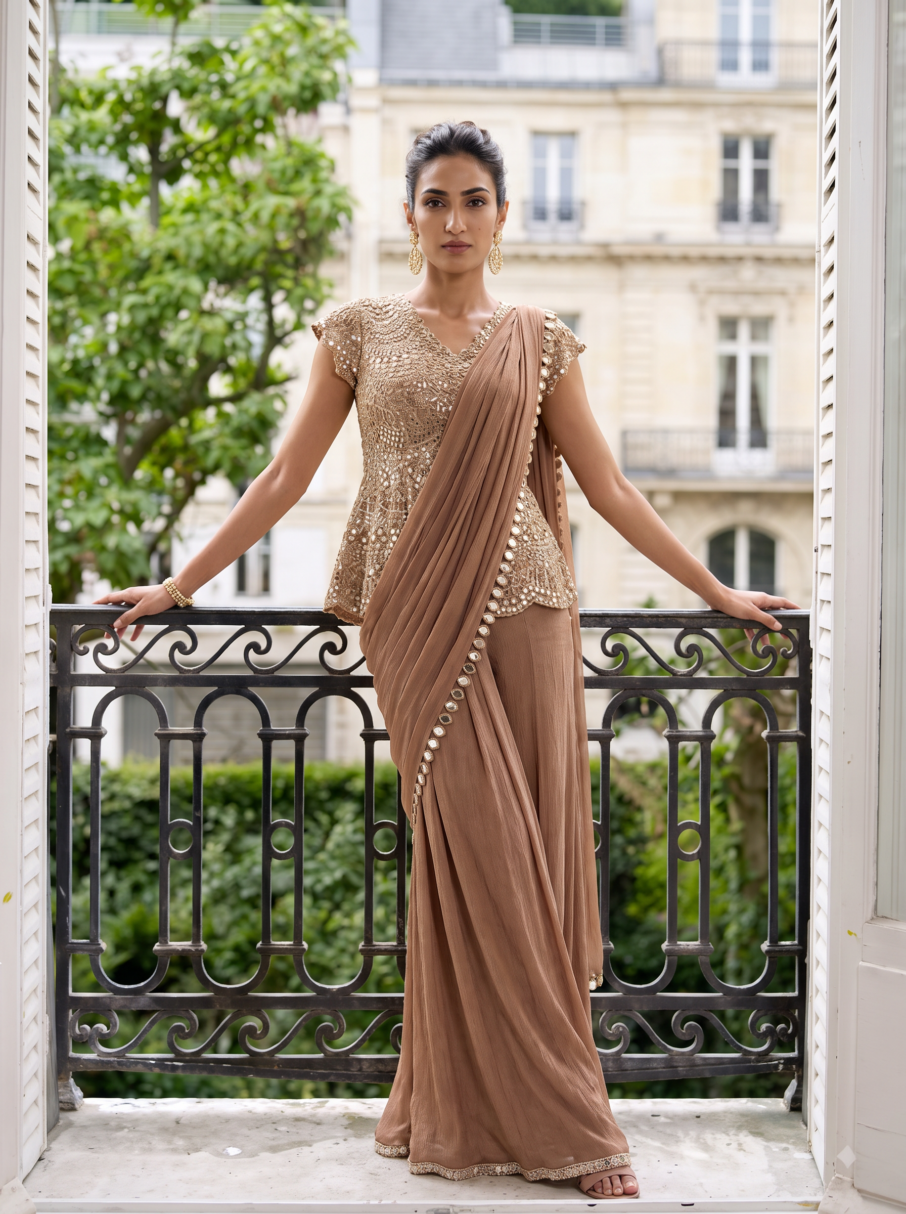 Ember - Pre-Draped Sharara Style Sari