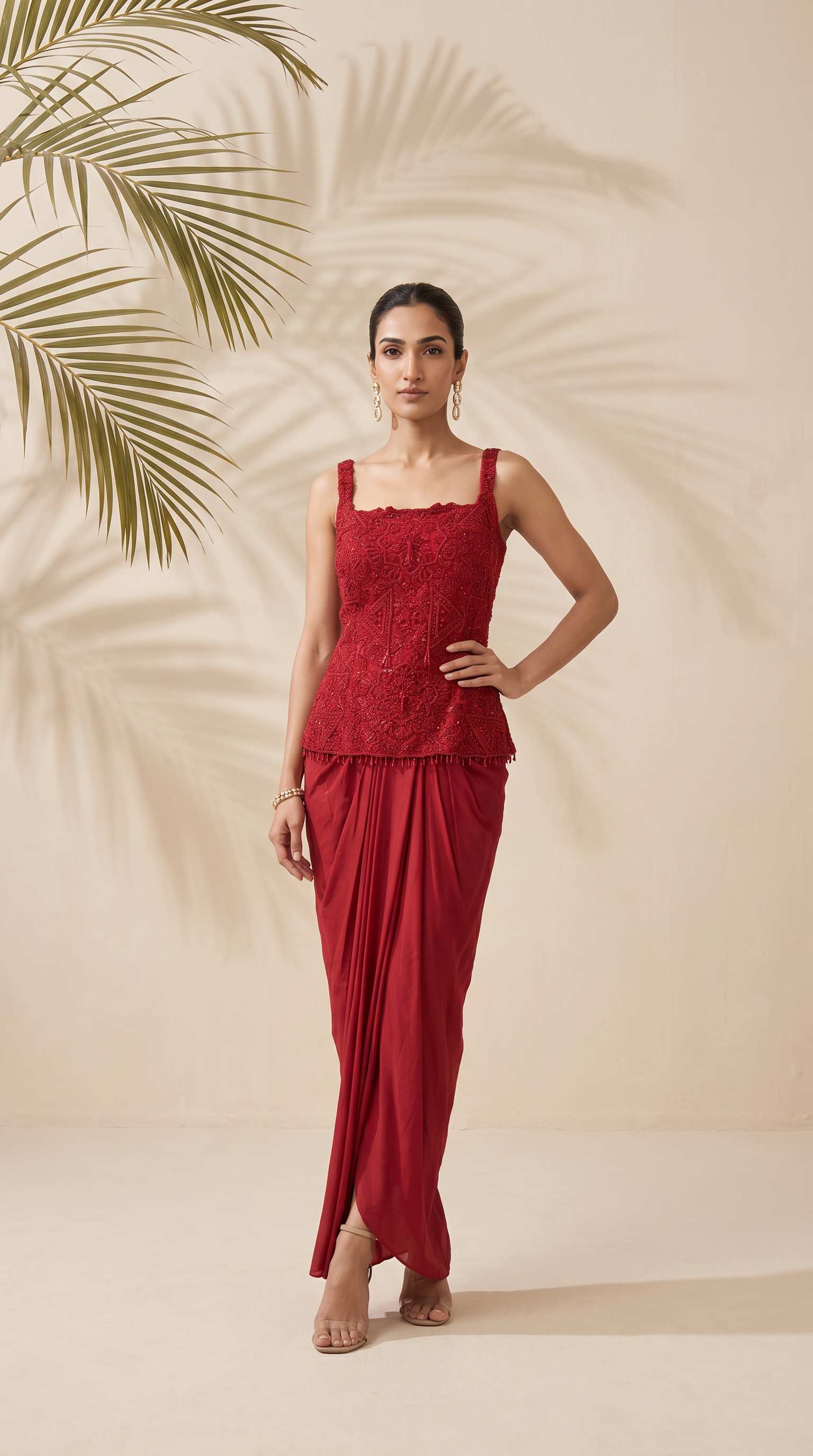 Coraline -  Hand Embroidered Peplum Style Top With Beads