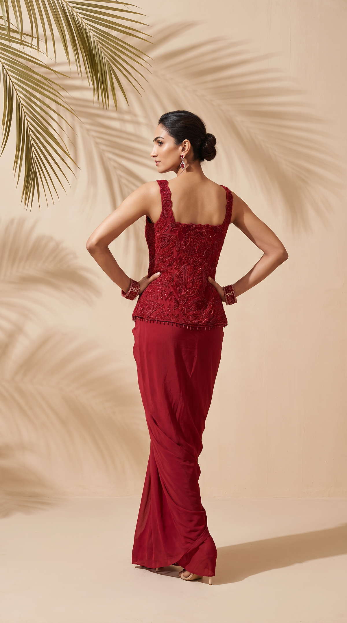 Coraline -  Hand Embroidered Peplum Style Top With Beads