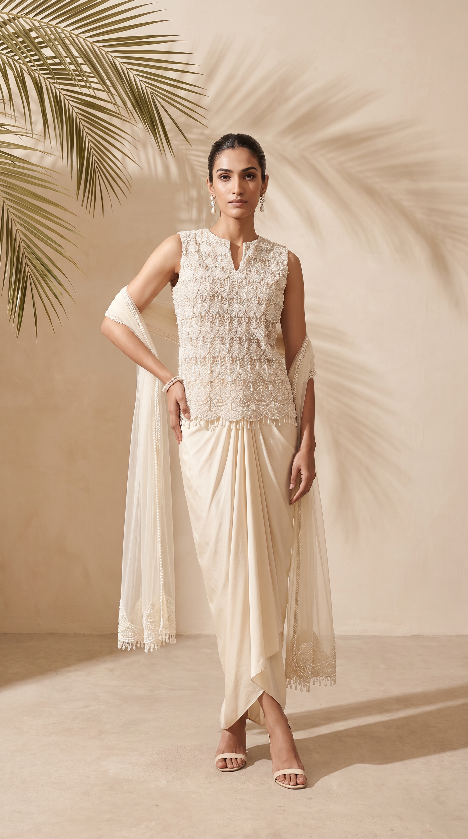 Wisteria - Hand Embroidered Top With Bugle Beads