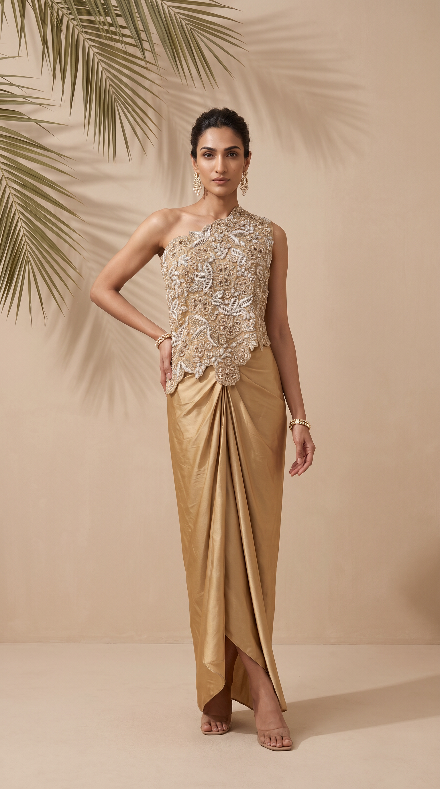 Xanthe -  Hand Zarodosi Embroidered Cape With Dabka