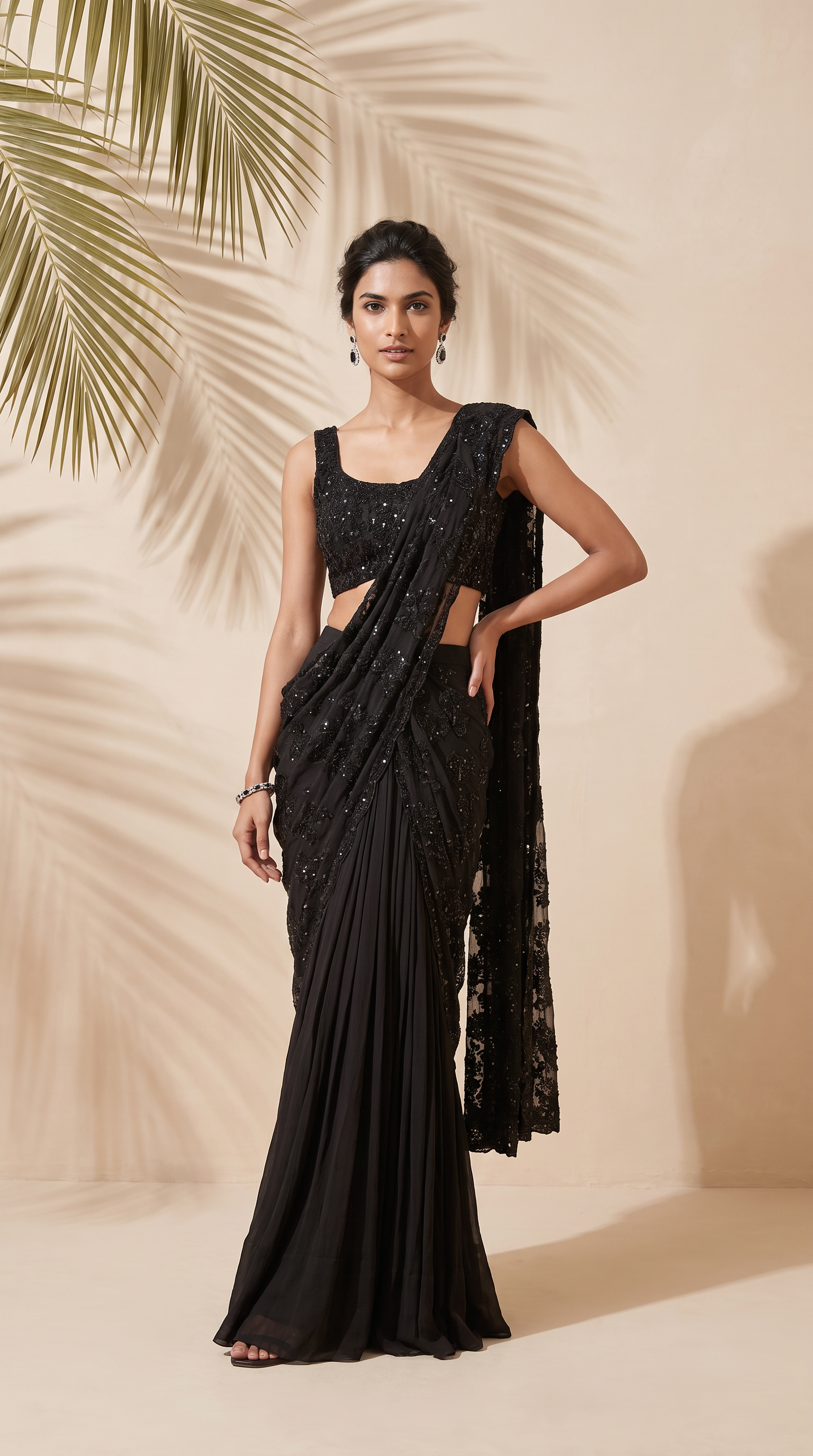 Raven - Embroidered Sari And Blouse