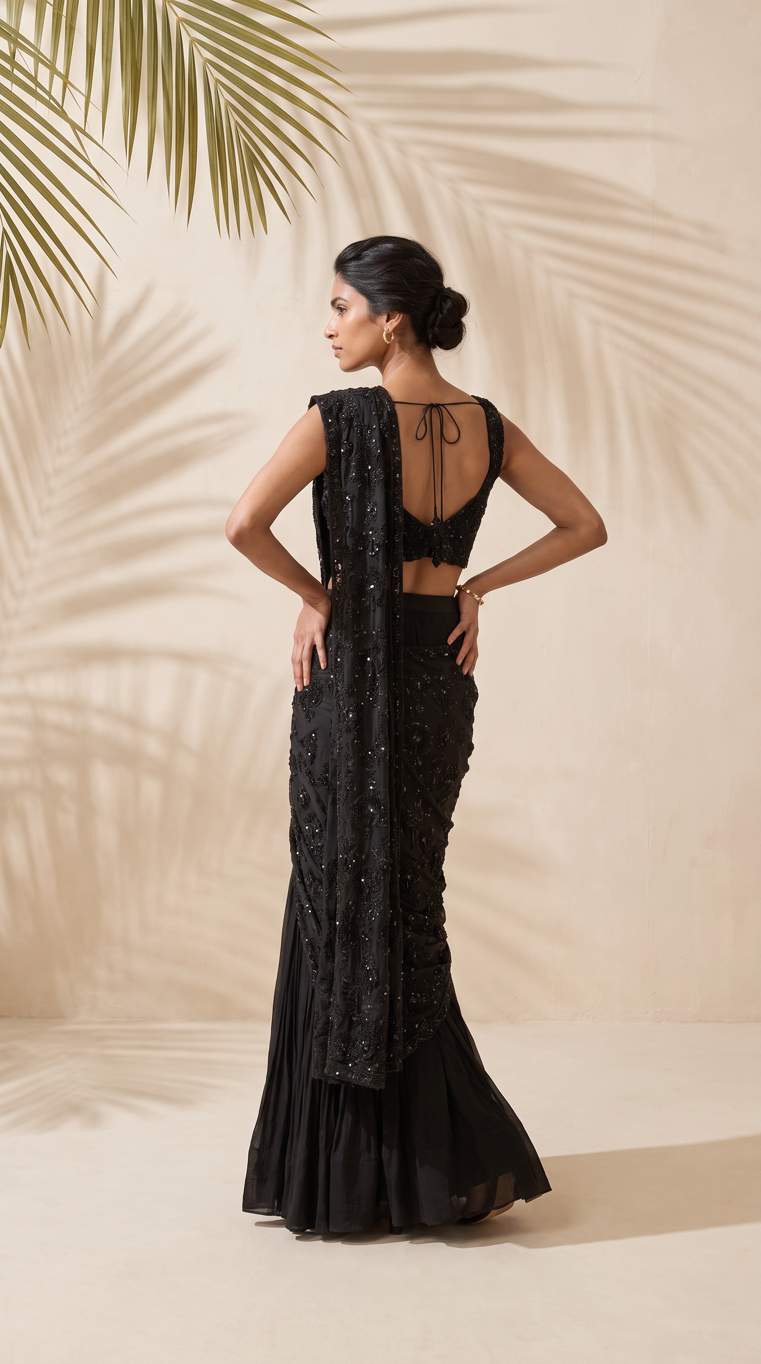 Raven - Embroidered Sari And Blouse