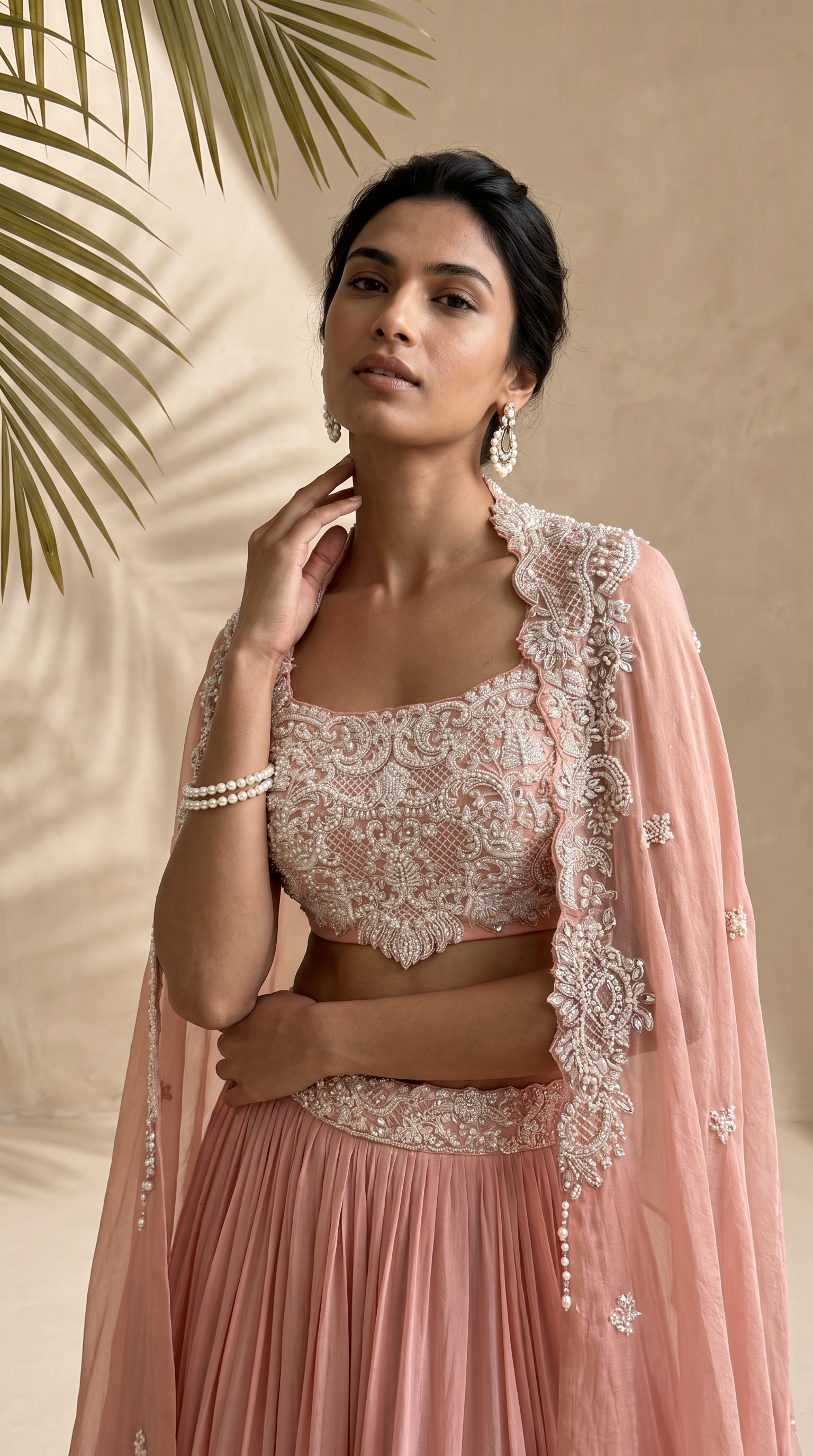 Adalyn - Hand Embroidered Blouse & Cape Set