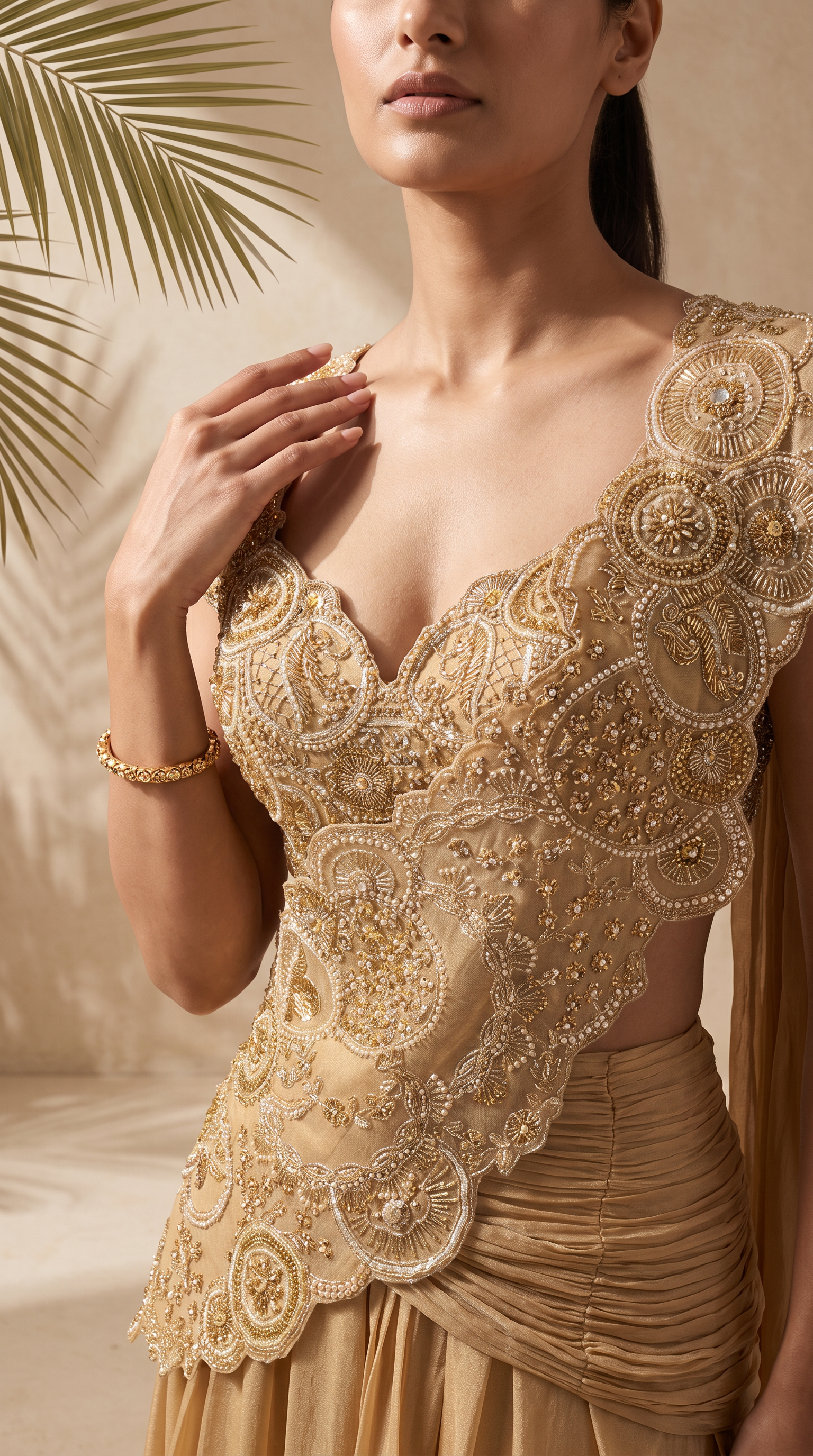 Hazel - Hand Embroidered Pre-stitched Sari