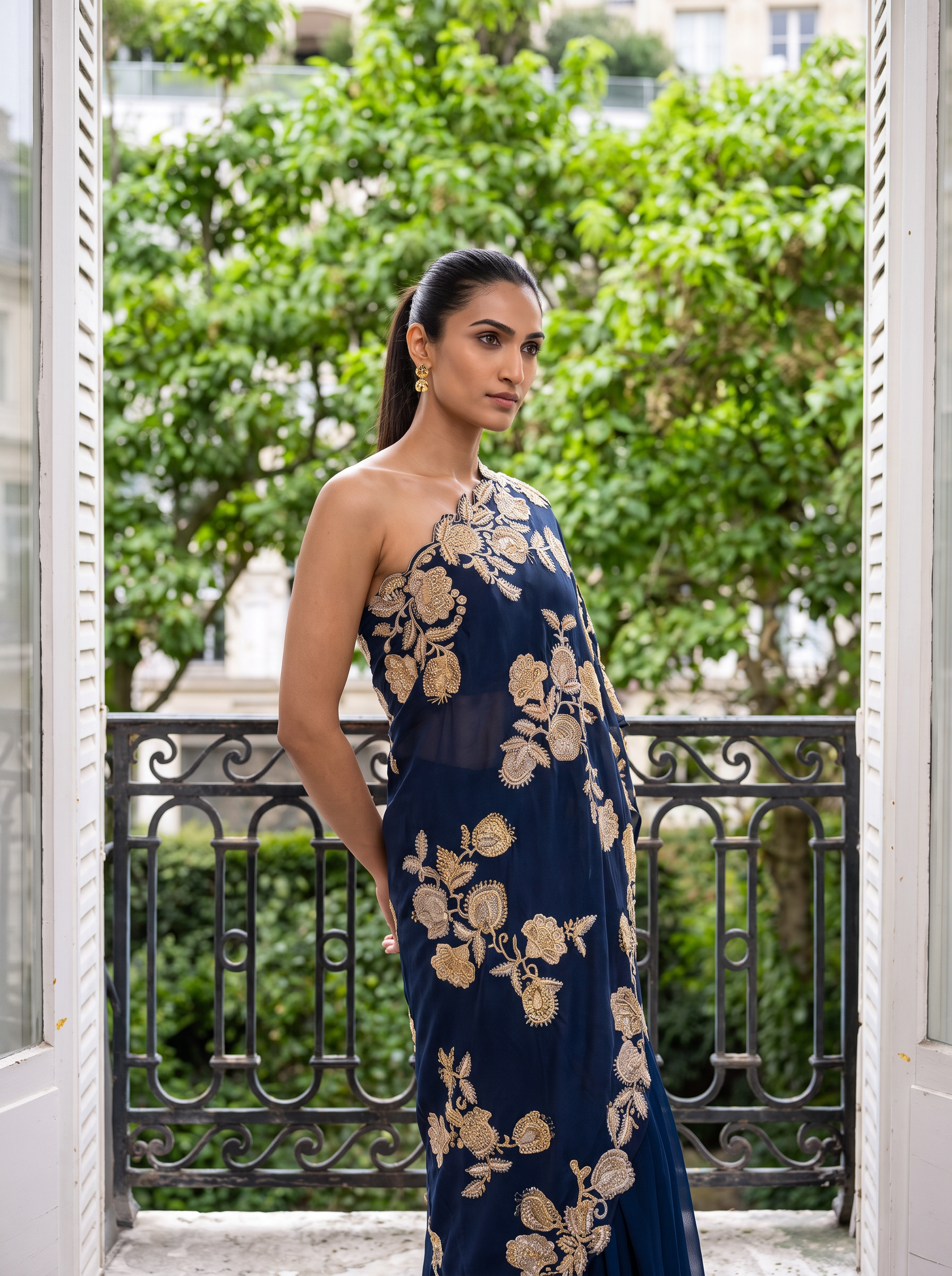 Celestine - Hand Embroidered Cape And Flared Sharara
