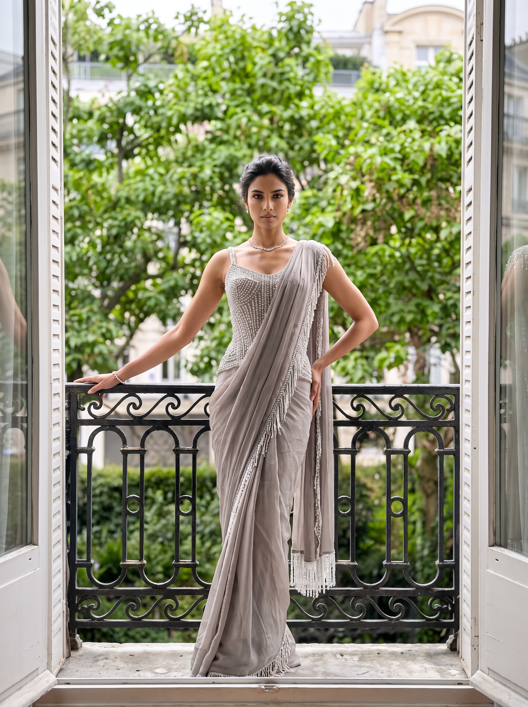 Vesper -  A Shimmer Chiffon Pre-Stitched Sari