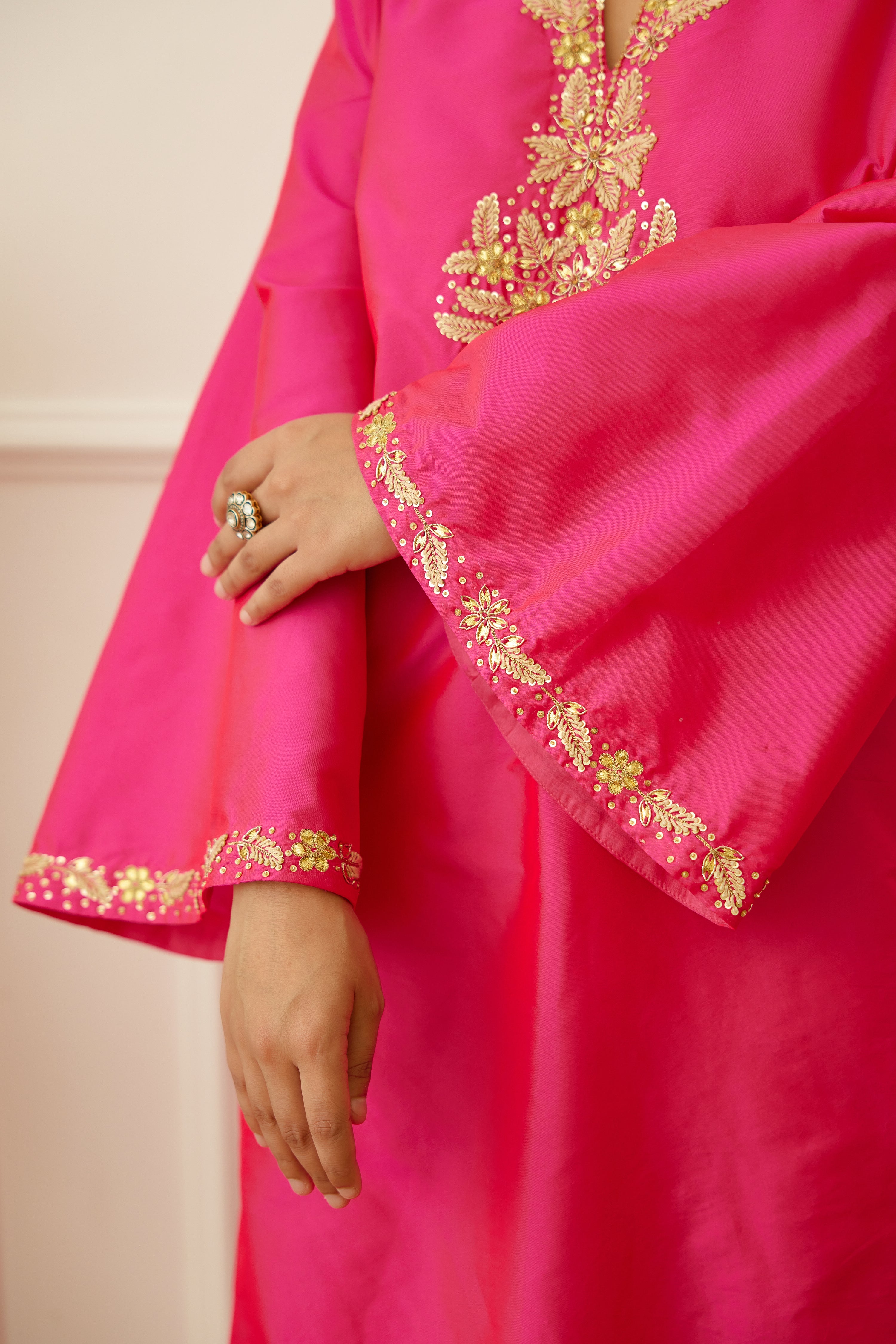 Rani Pink Embroidered Sharara Set