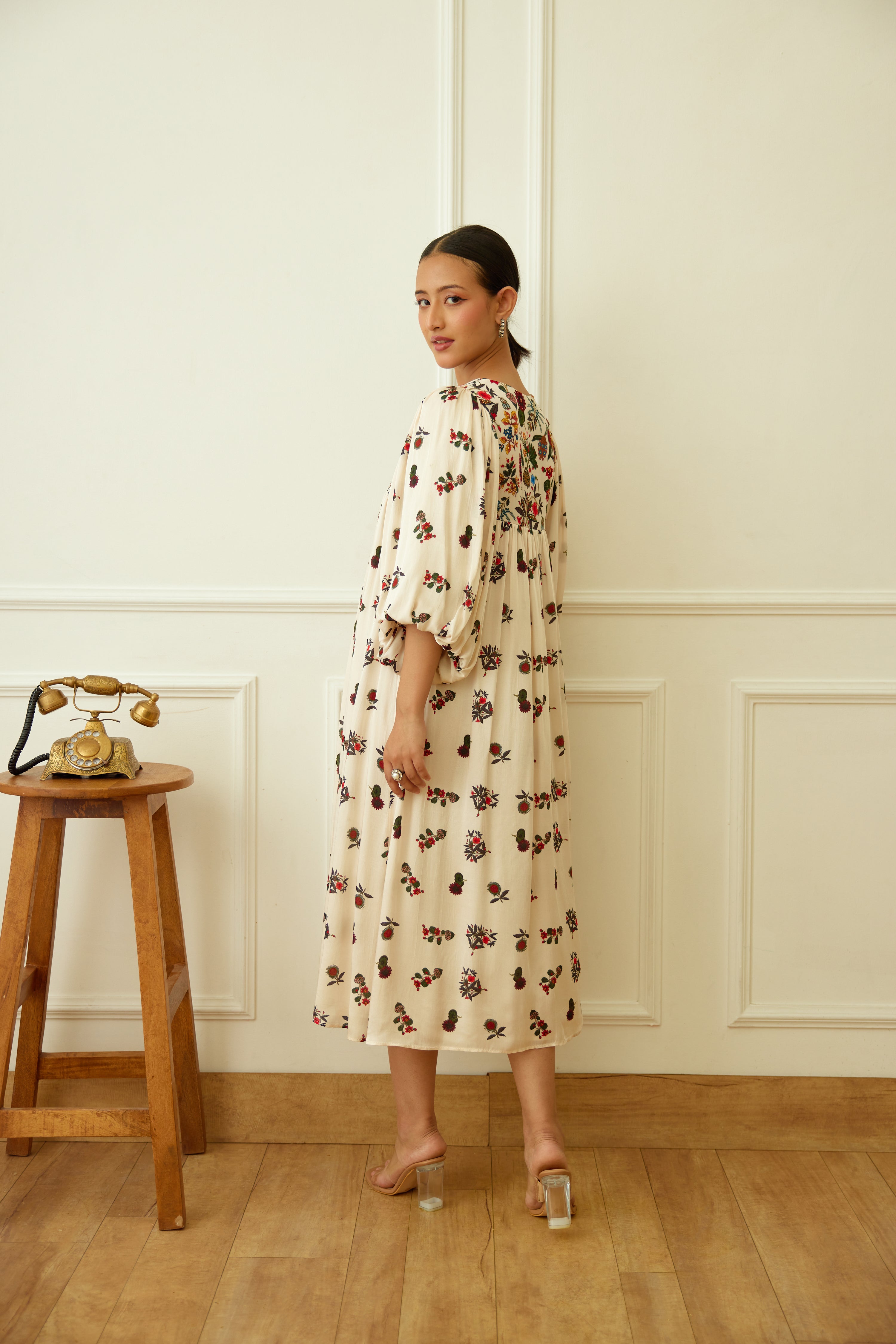 Ivory Kohinoor Buta Print Dress