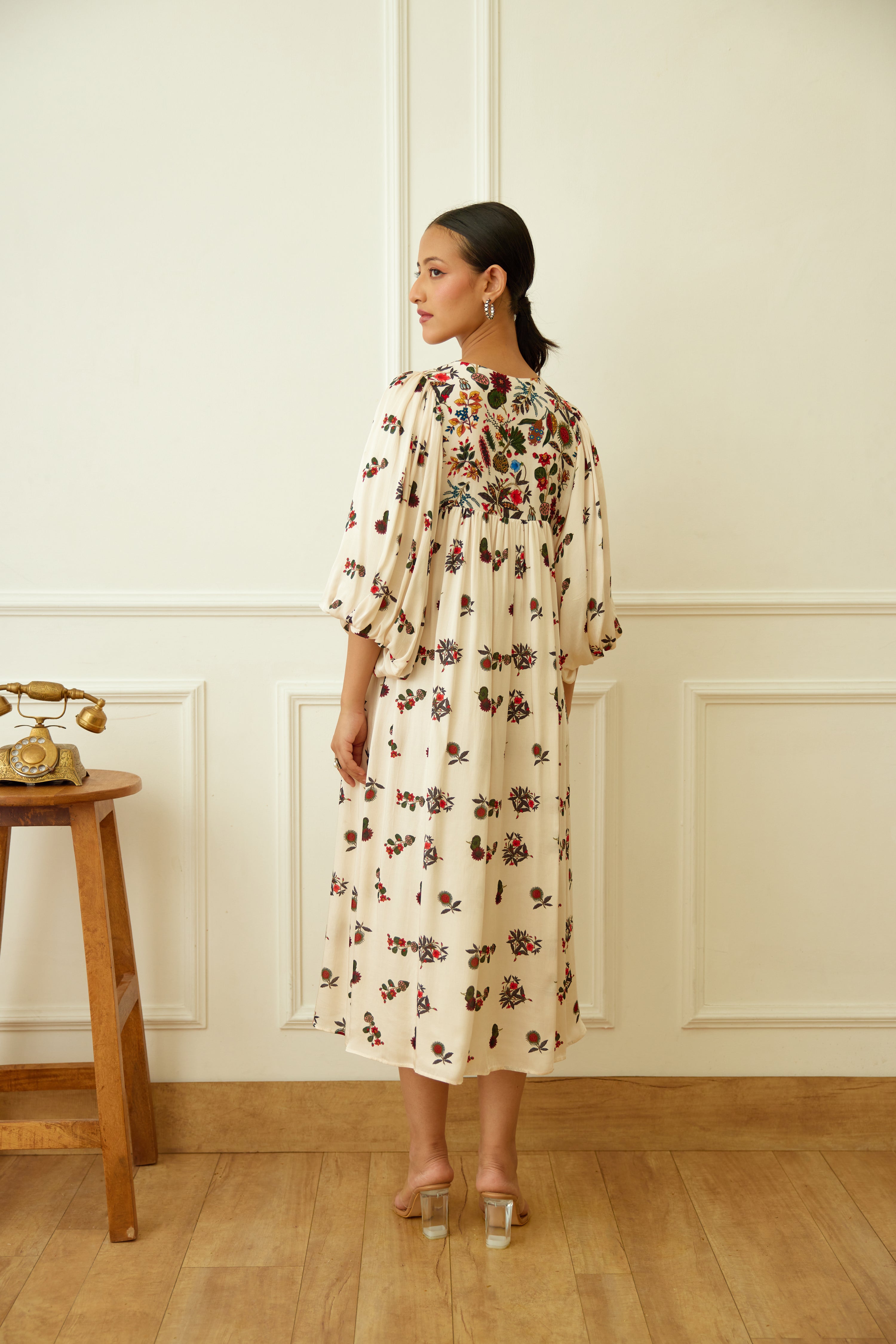 Ivory Kohinoor Buta Print Dress