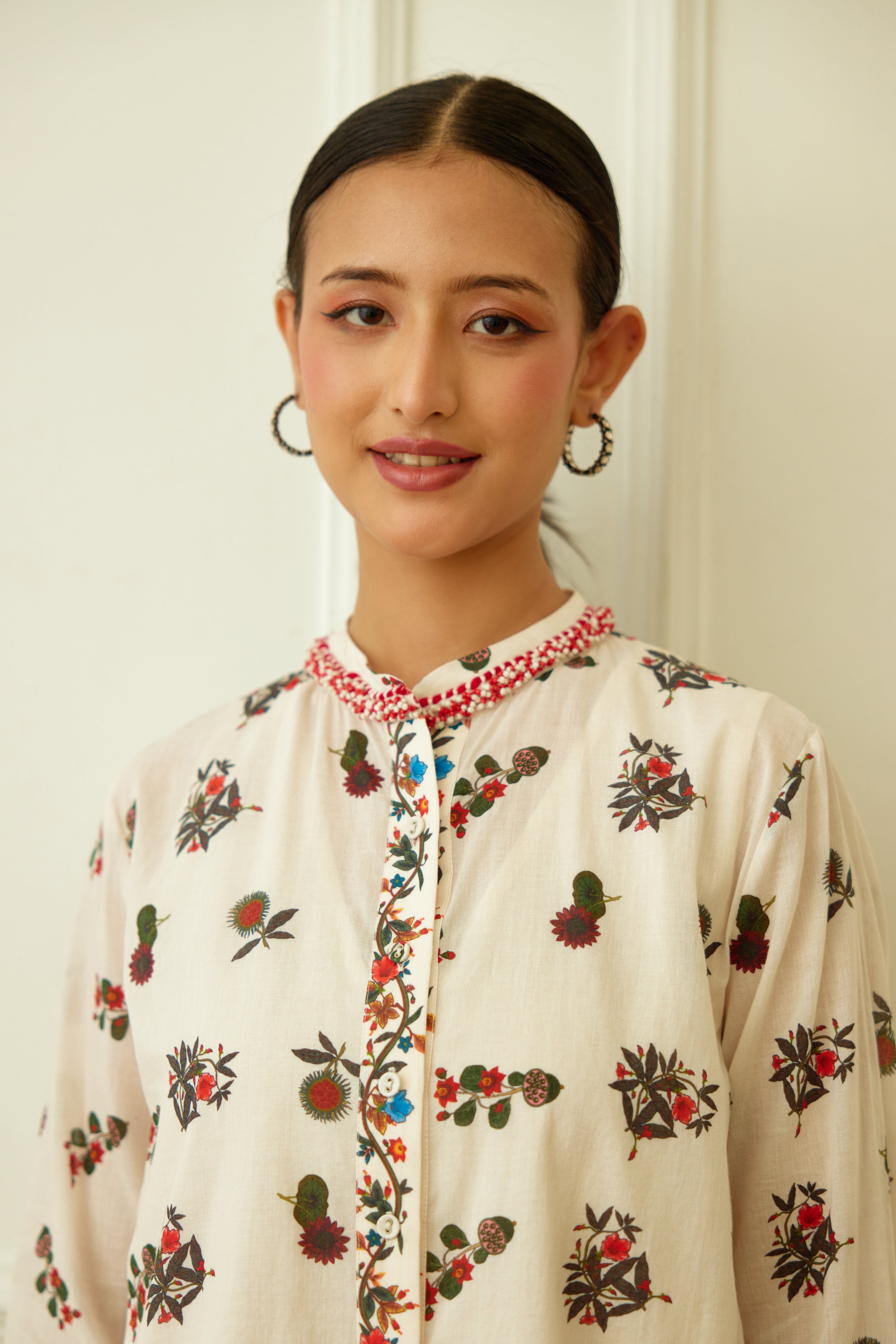 Ivory Kohinoor Buta Print Shirt Dress