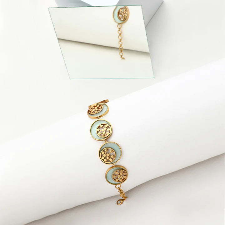 Gold Toned Cyan Acrylic Tangent Choker