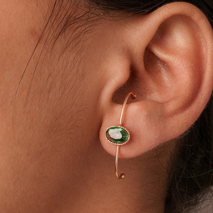 Molten Mint Gold Plated Green Crystal