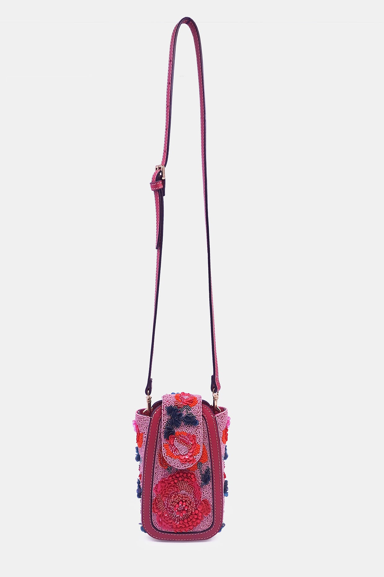 Pink & Multicolor Hand-embroidered Clutch Bag