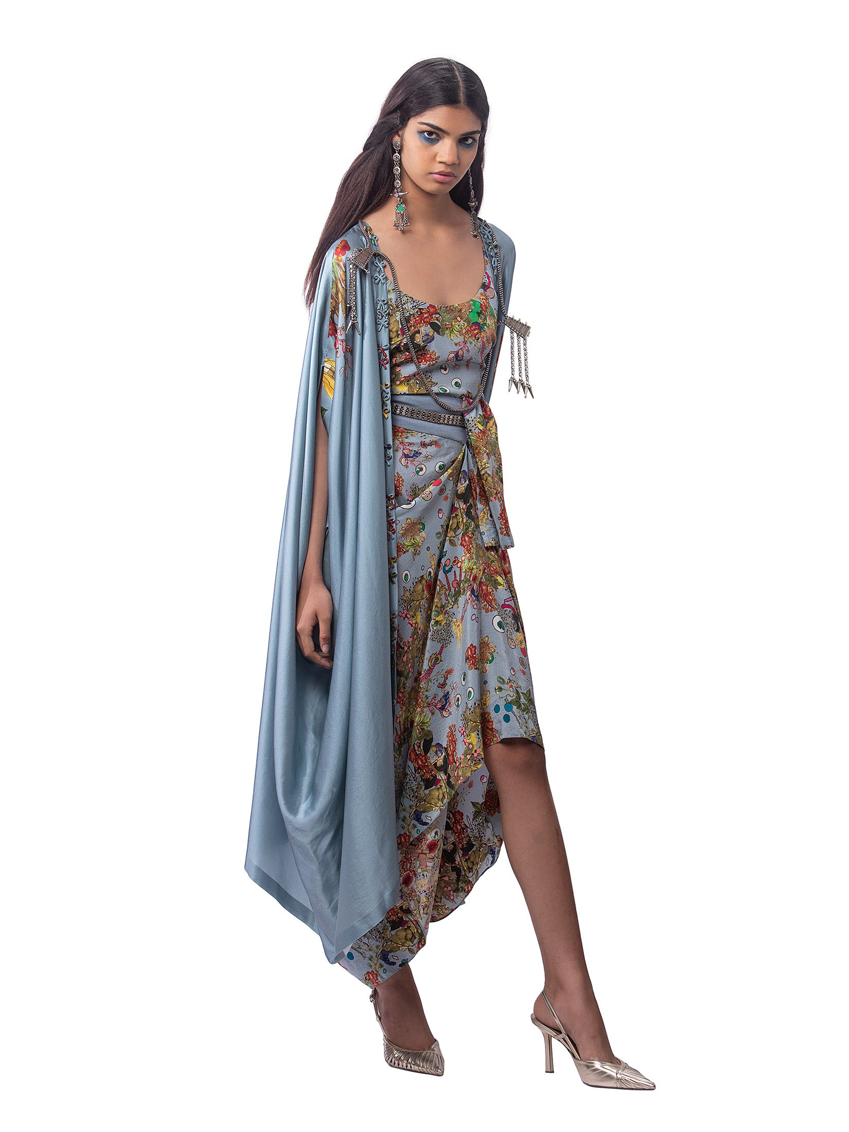 Pickup Cape With Slip Top and Draped Skirt