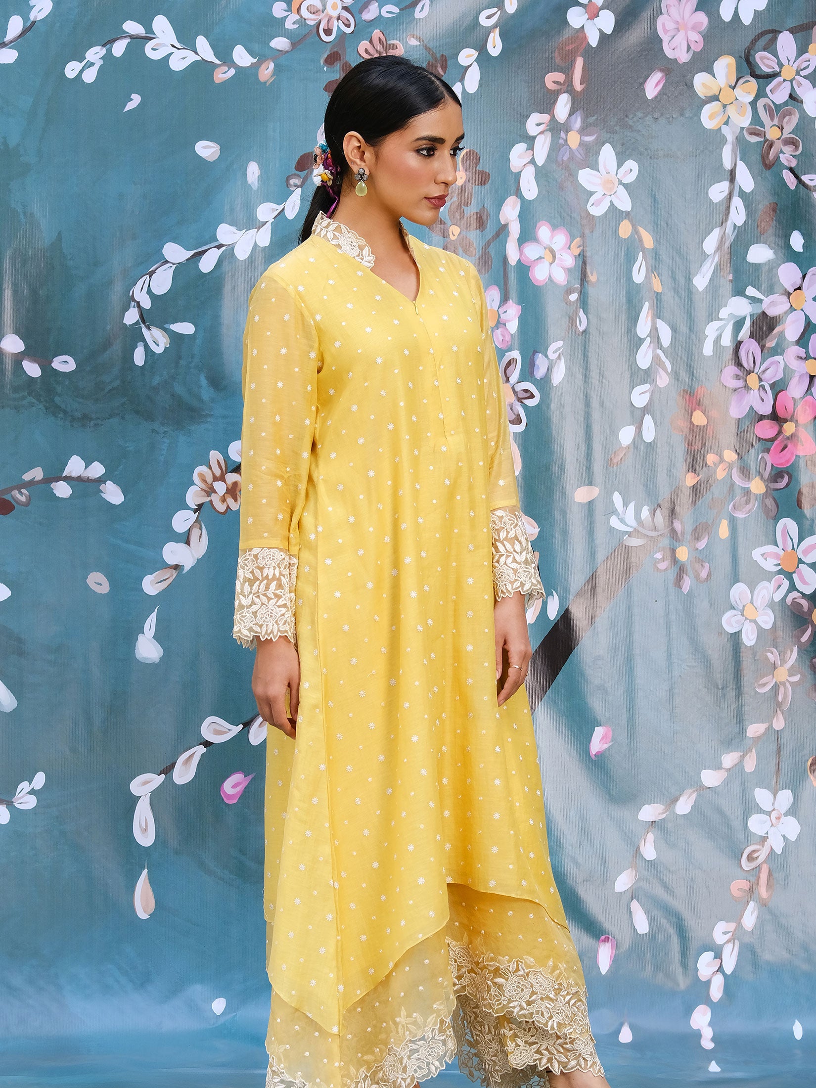 Resham Rose Layered Style - Yellow