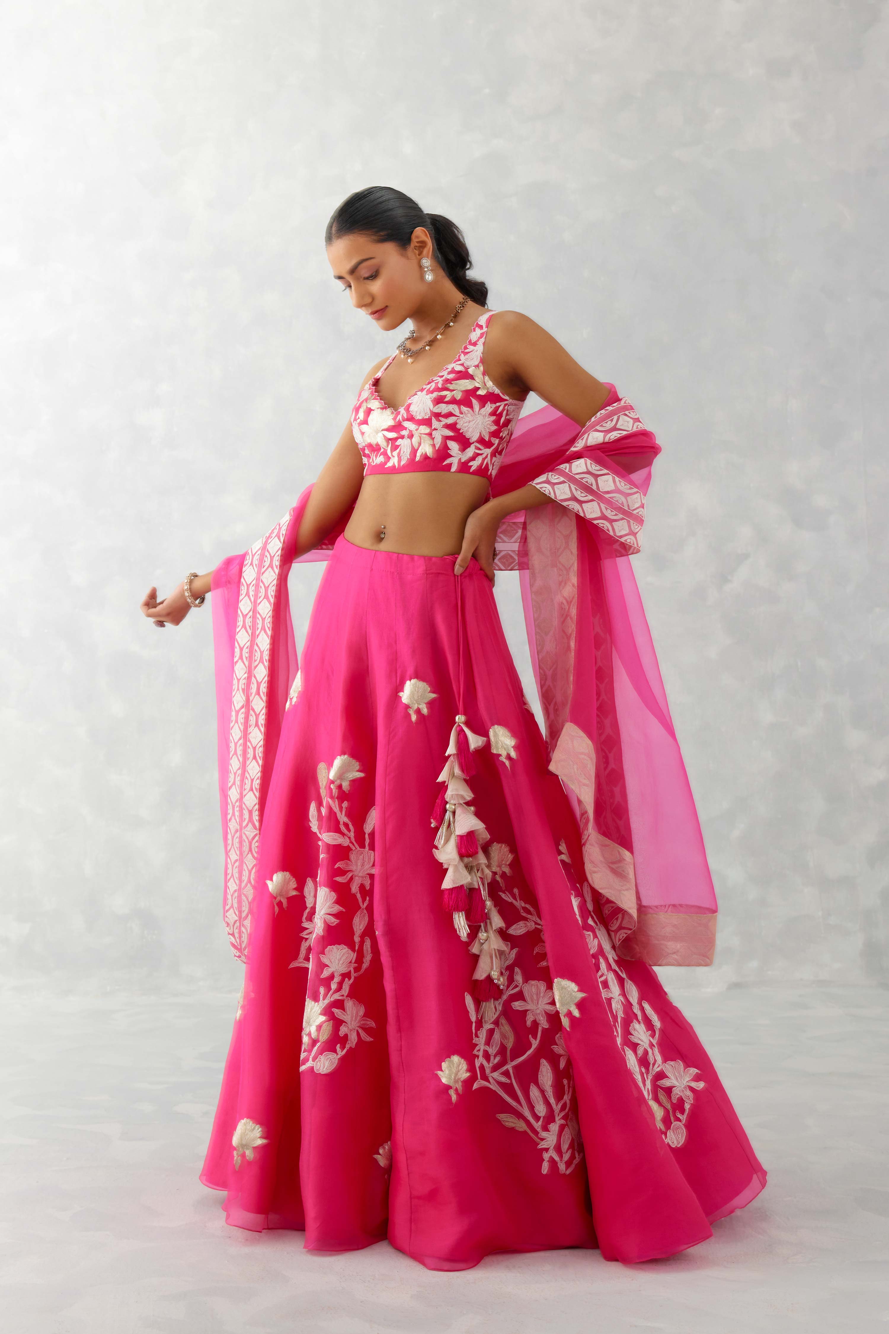 Fuchsia Pink Bridal Lehenga – LIBAS CAFE