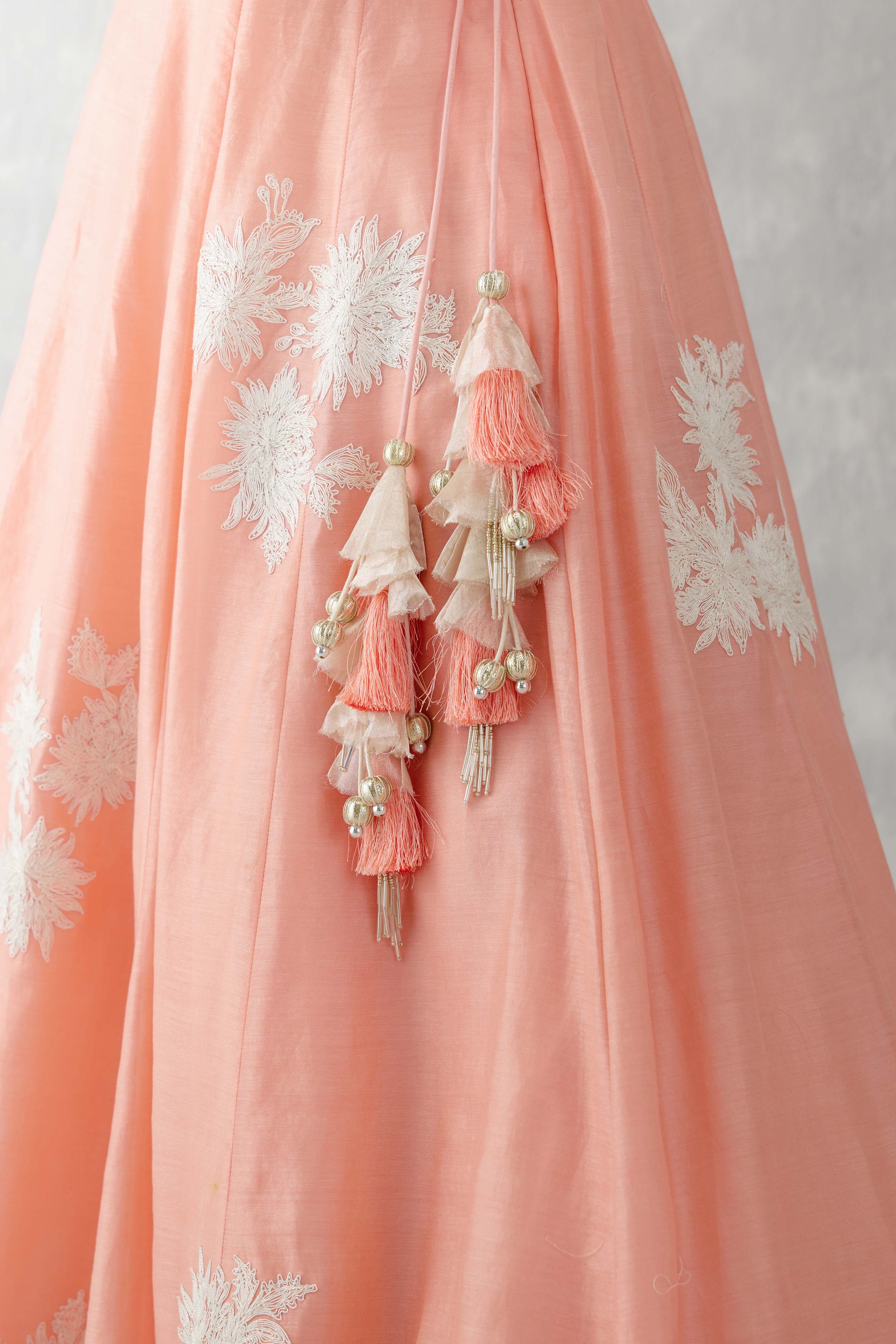 Pink Floral Embroidered Silk Lehenga Set