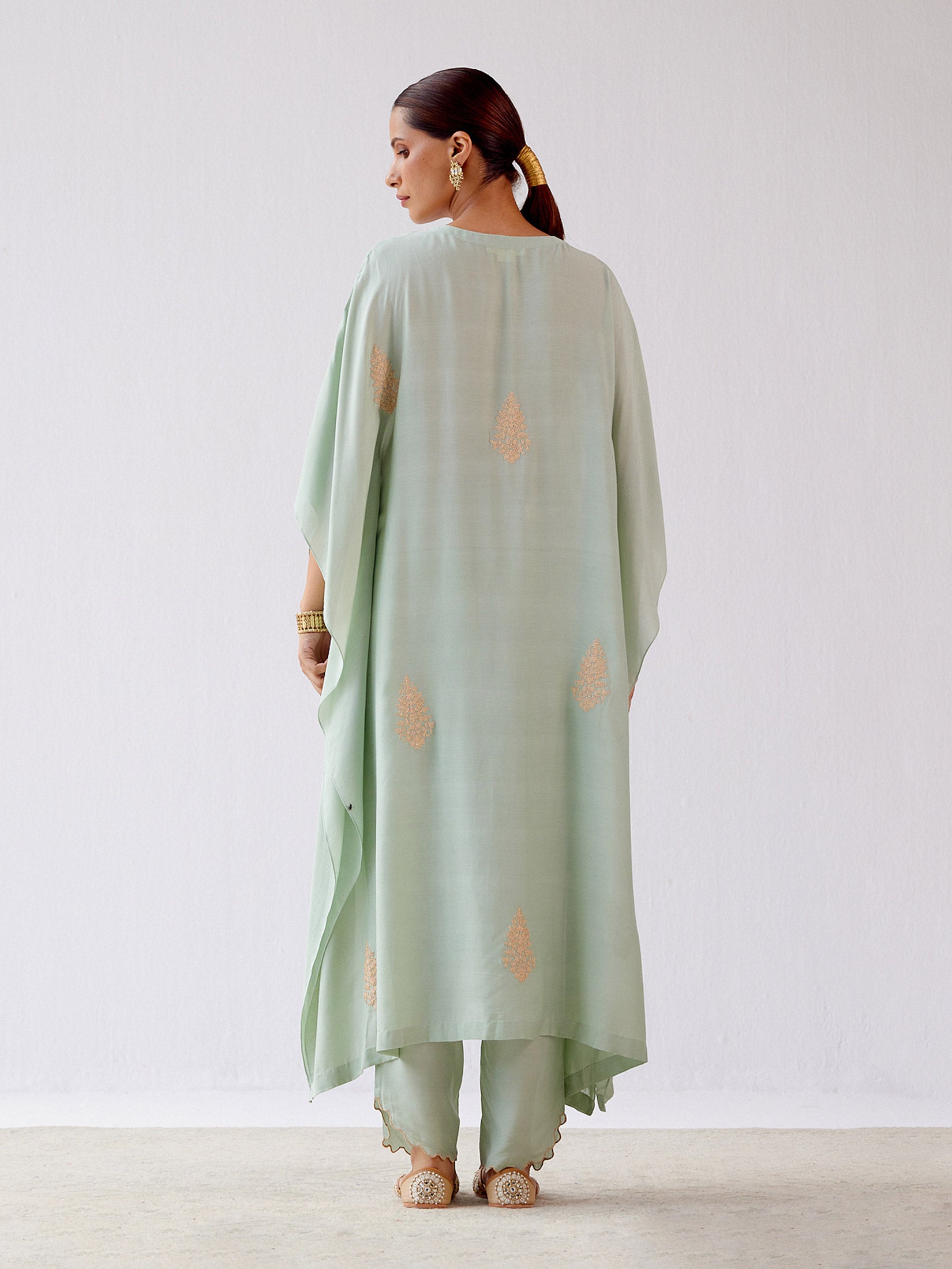 Sage Green Embroidered Kaftan Set