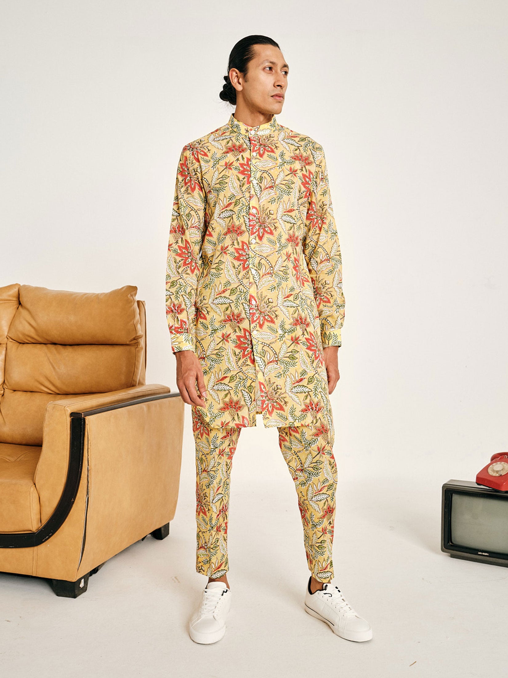 Yellow Gardenia Cotton Kurta Pajama Set