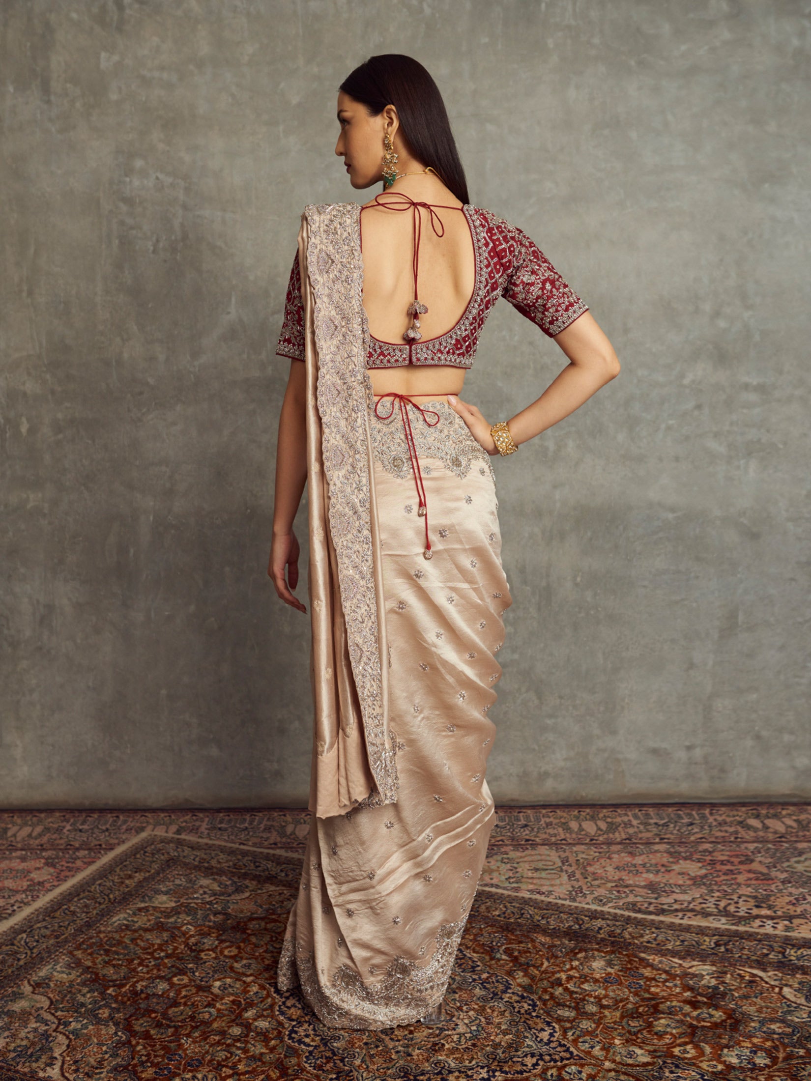 Embroidered Saree With Blouse and Belt