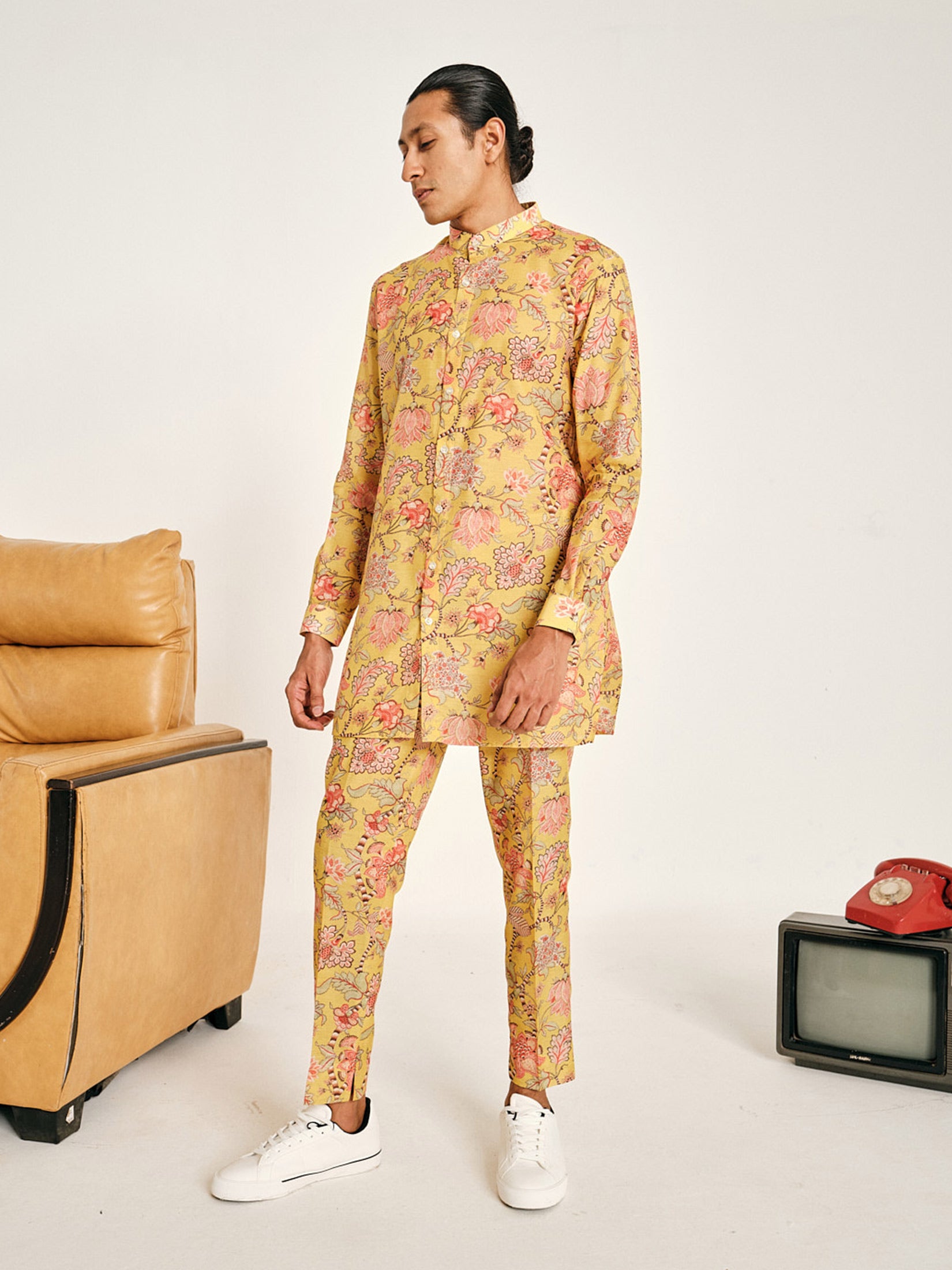 Yellow Hamdard Chanderi Cotton Kurta Pajama Set