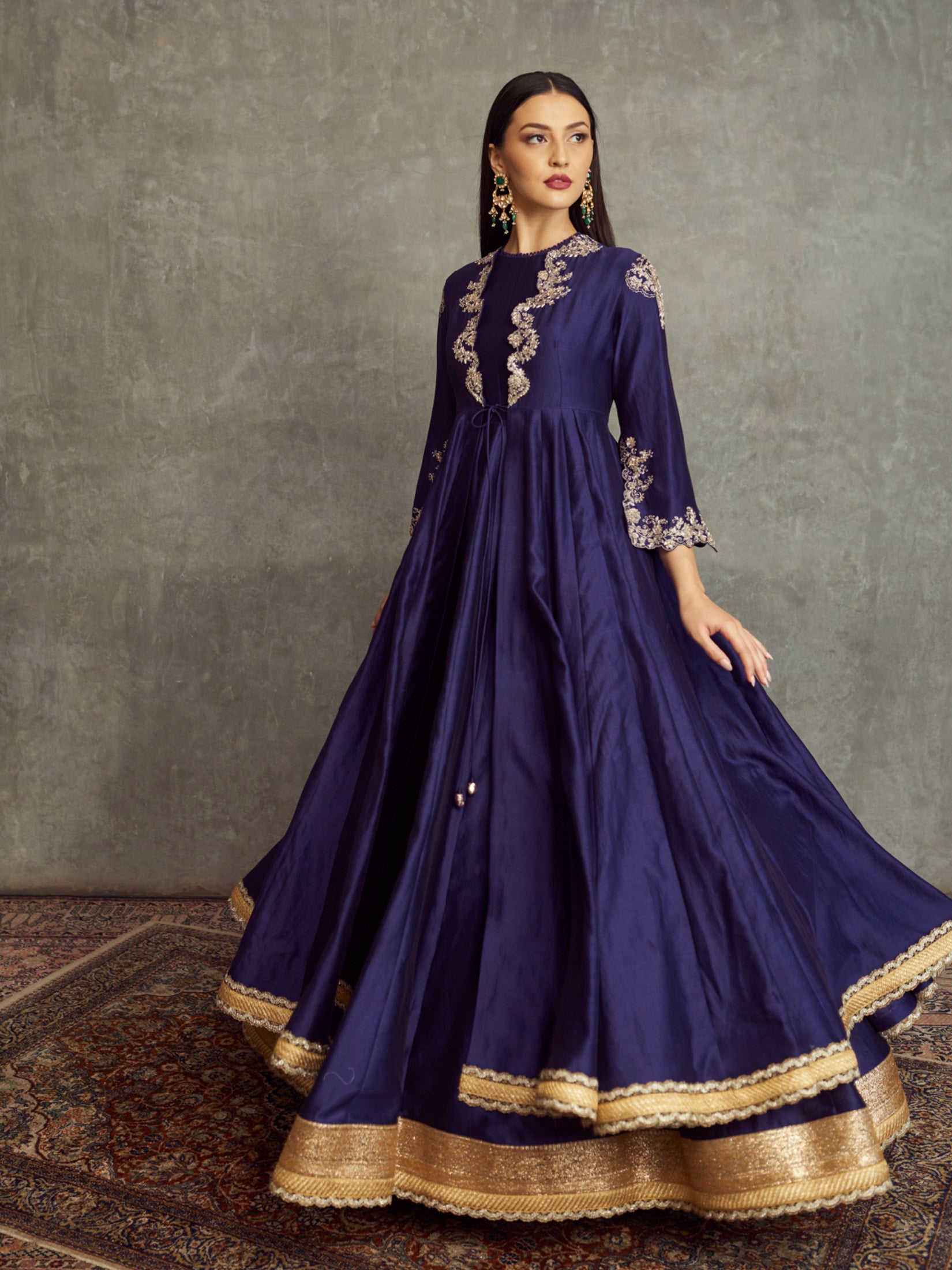Embroidered Double Layer Anarkali