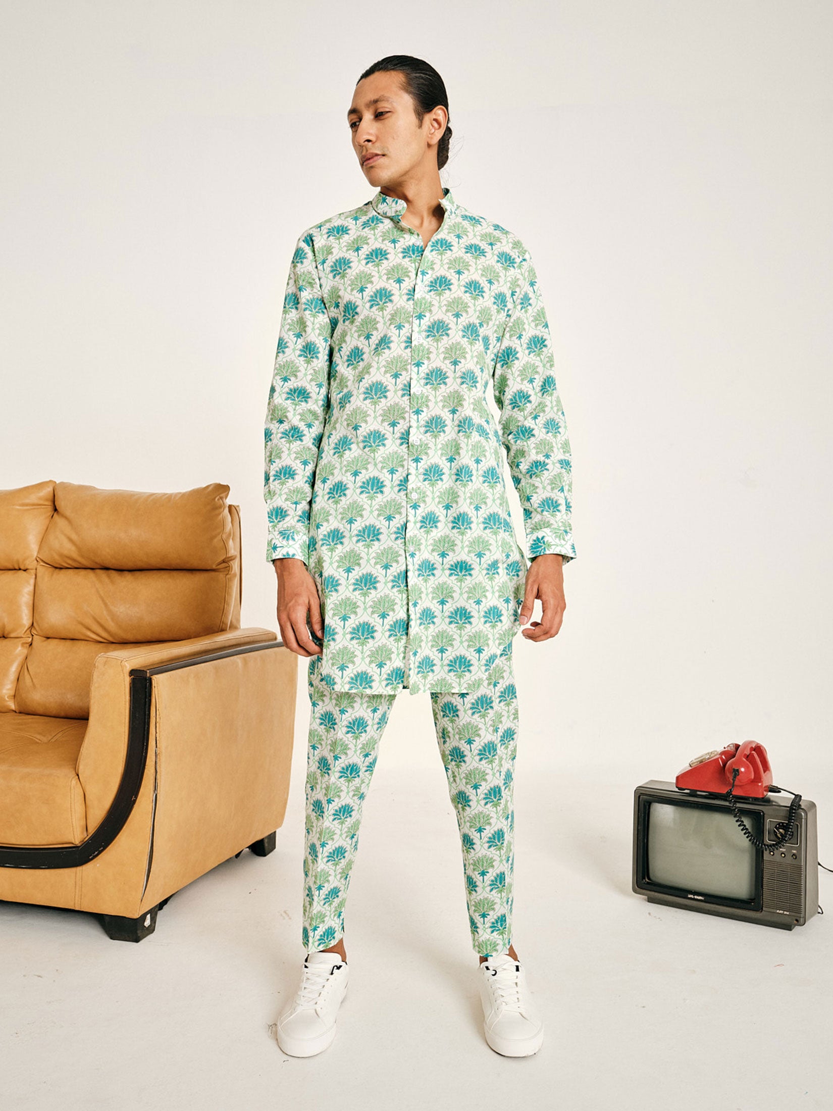 Green Kamal Cotton Kurta Pajama Set