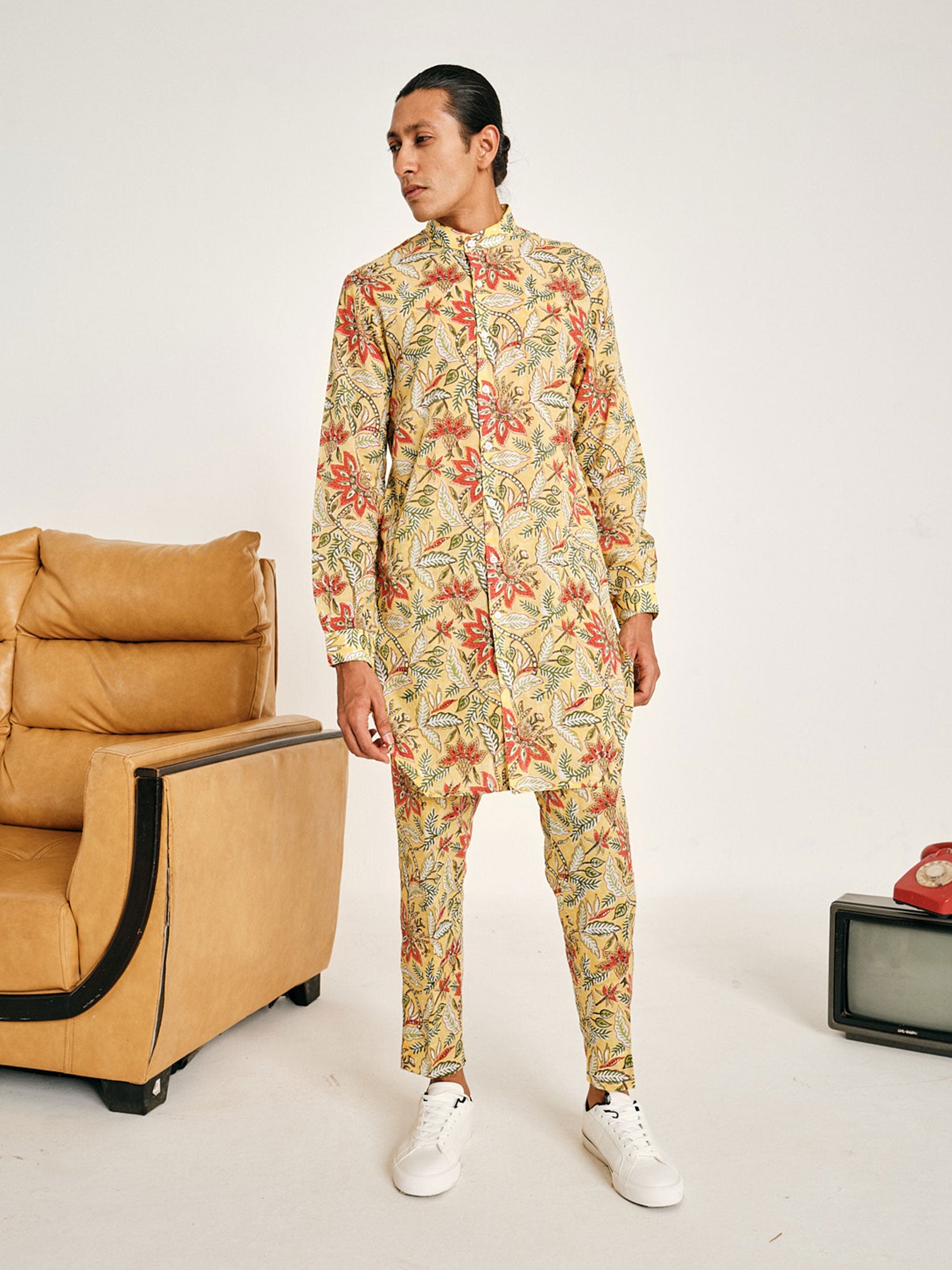 Yellow Gardenia Cotton Kurta Pajama Set