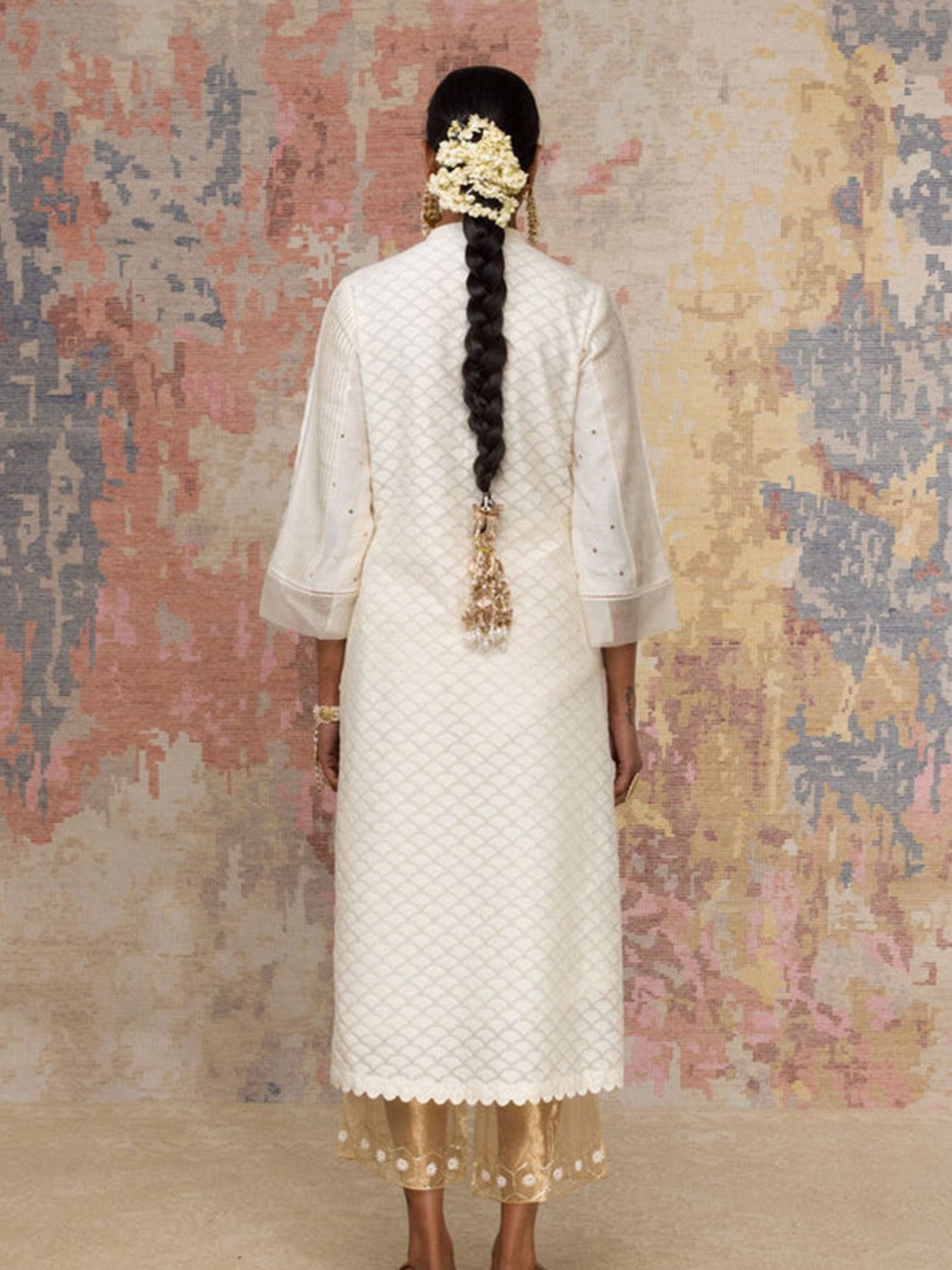 Ivory Woven Kurta Set