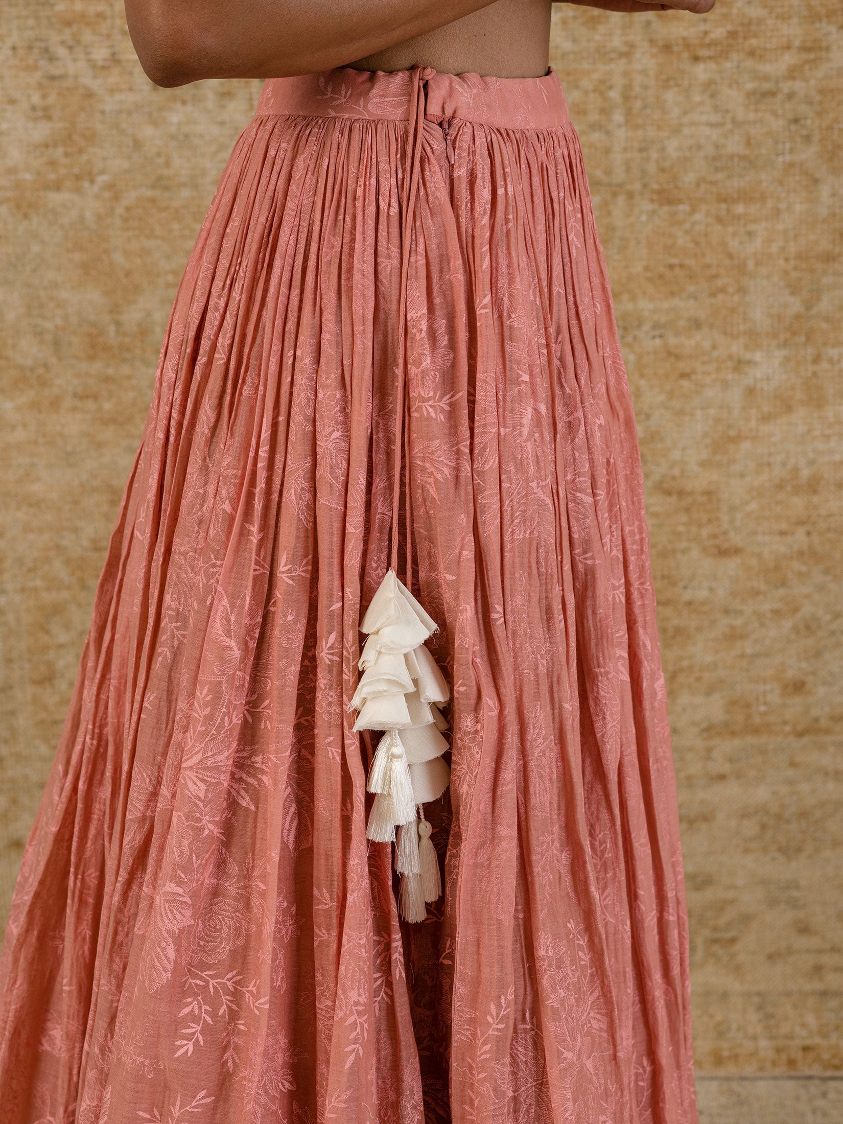 Rose Pink Chanderi Skirt Set