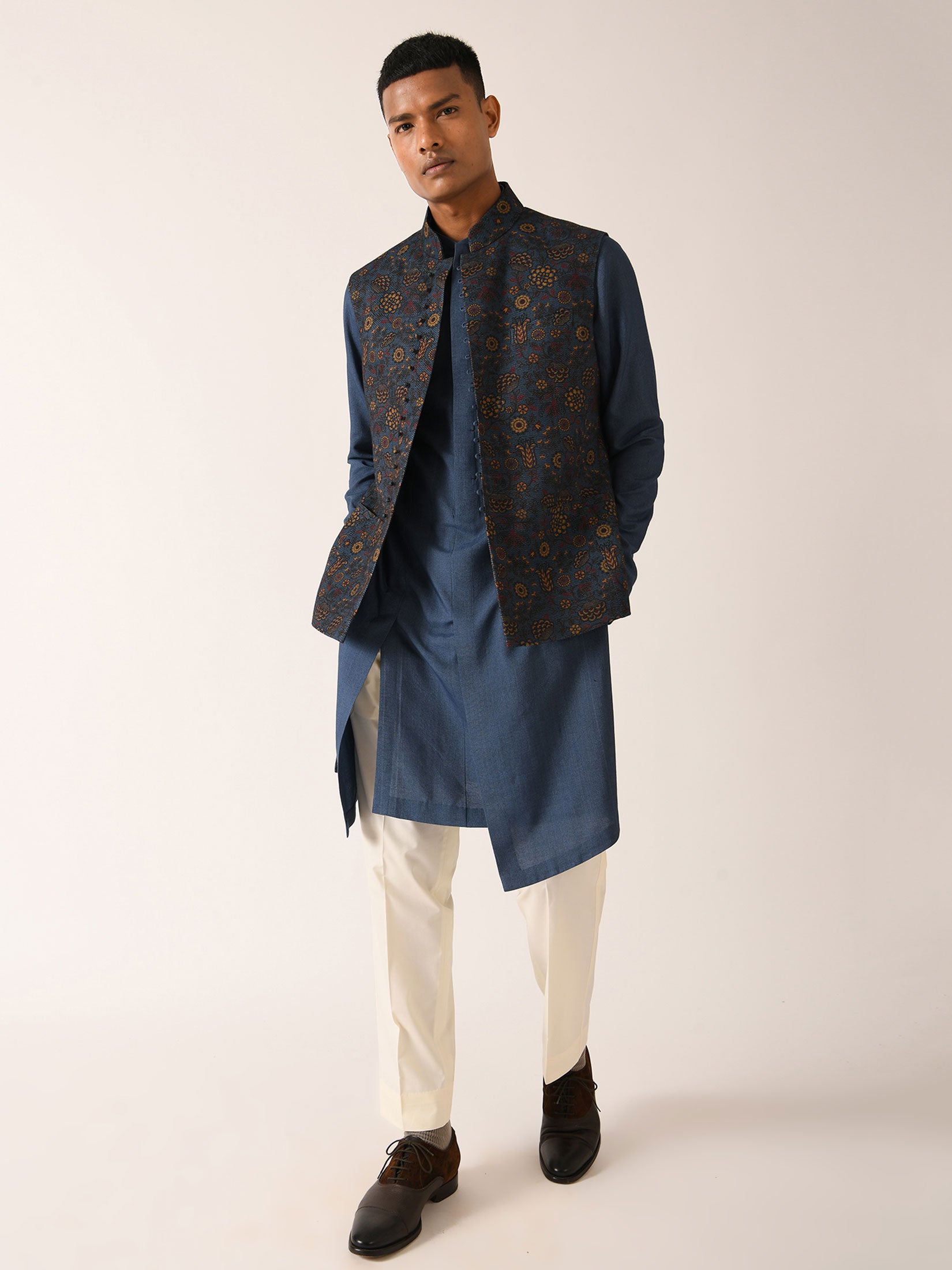 Printed Jawahar Jacket with Loop Buttons
