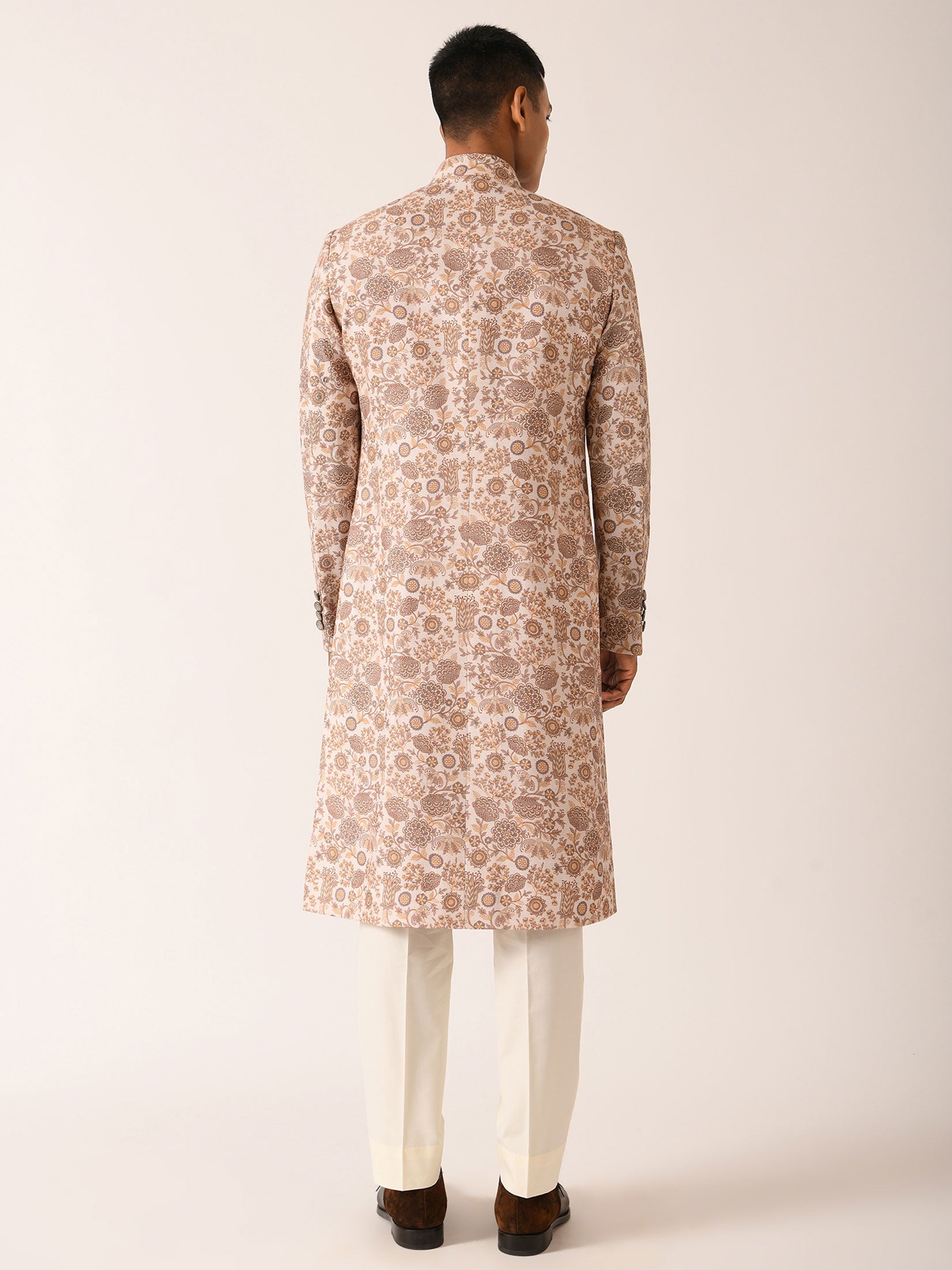 Printed Sherwani with Hand Embroidery