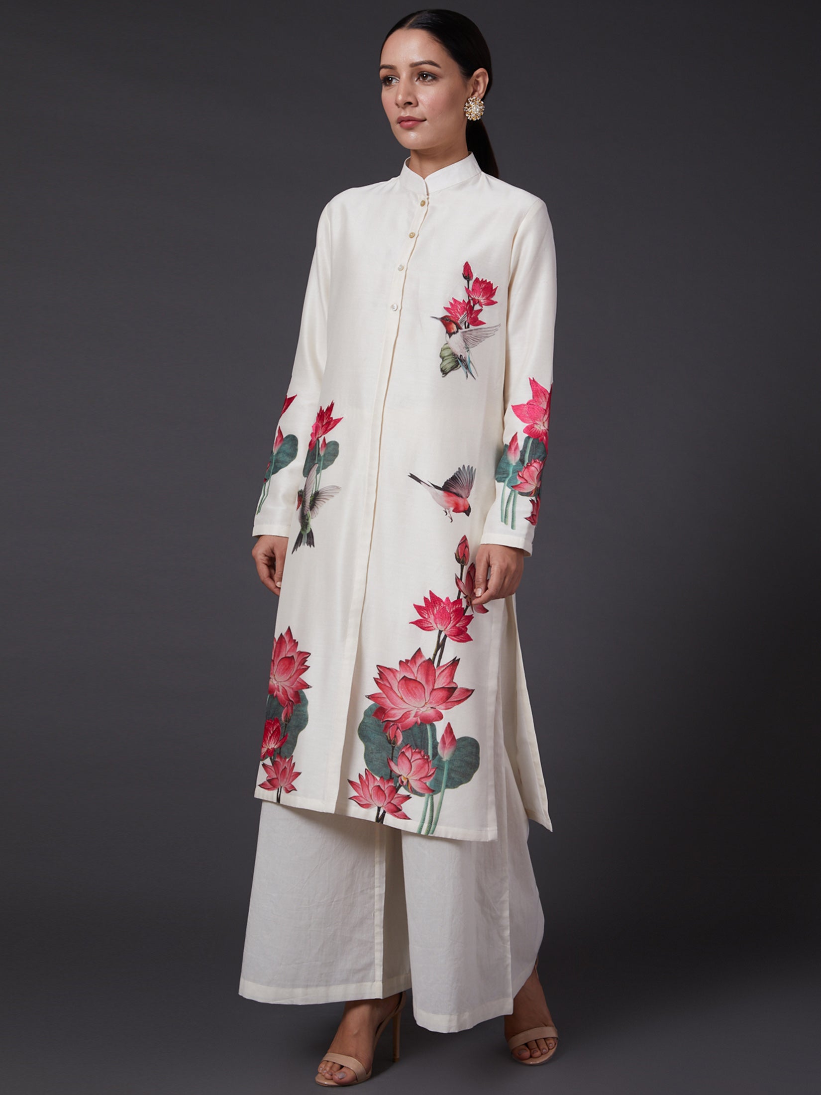 Ivory Printed & Embroidered Kurta Set