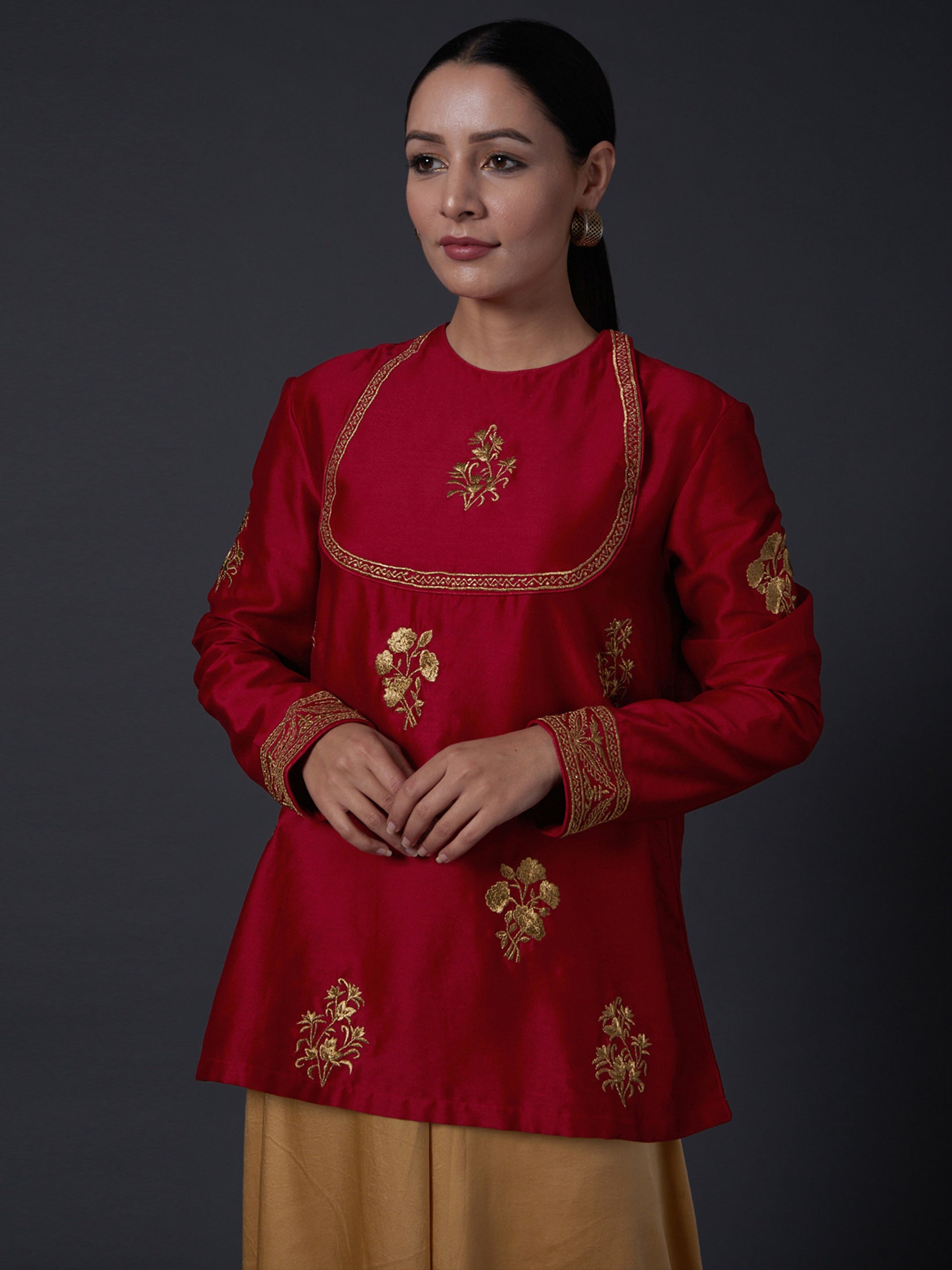 Red Zari Embroidered Tunic