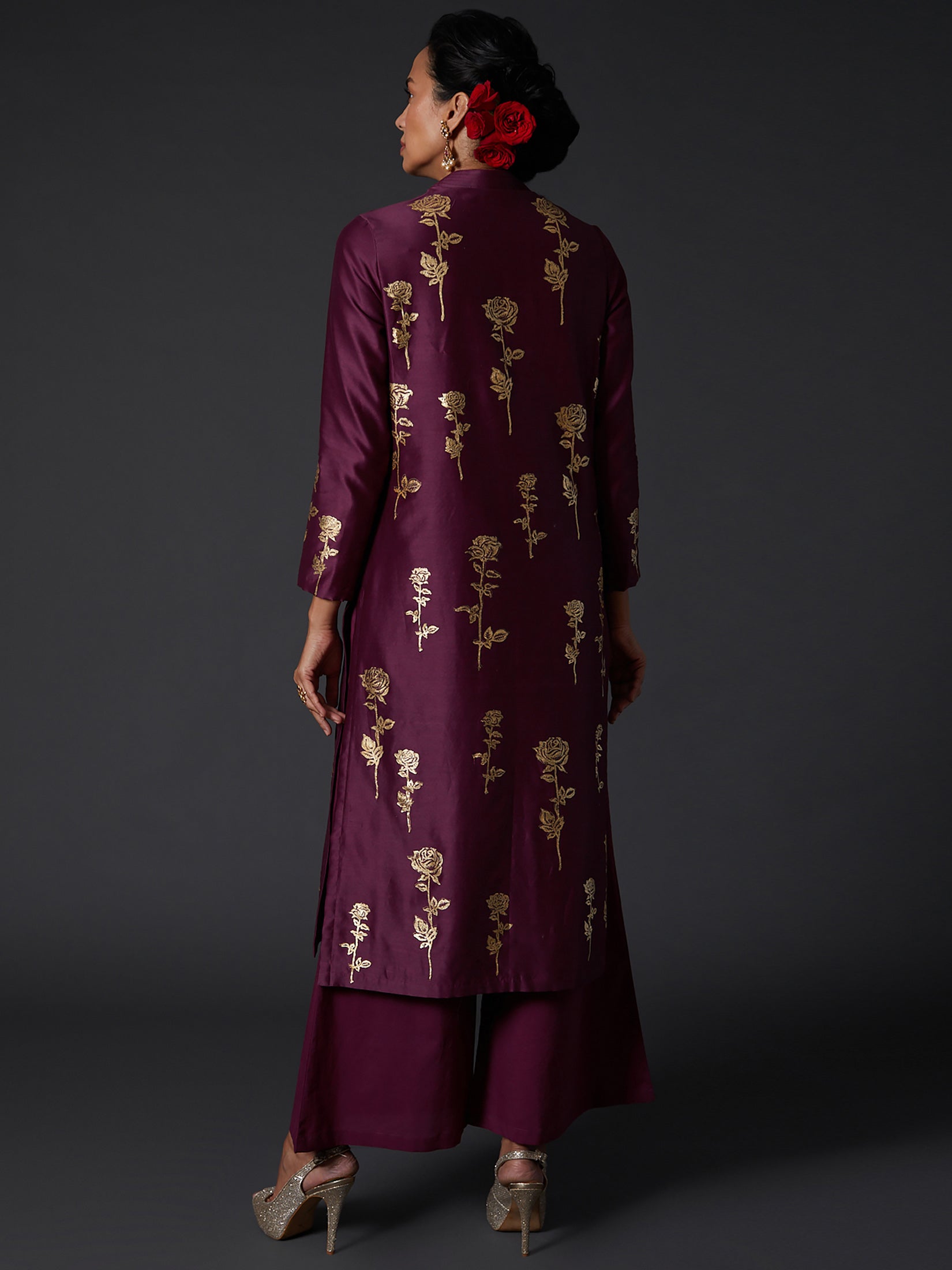 Plum Block Printed Kurta Set