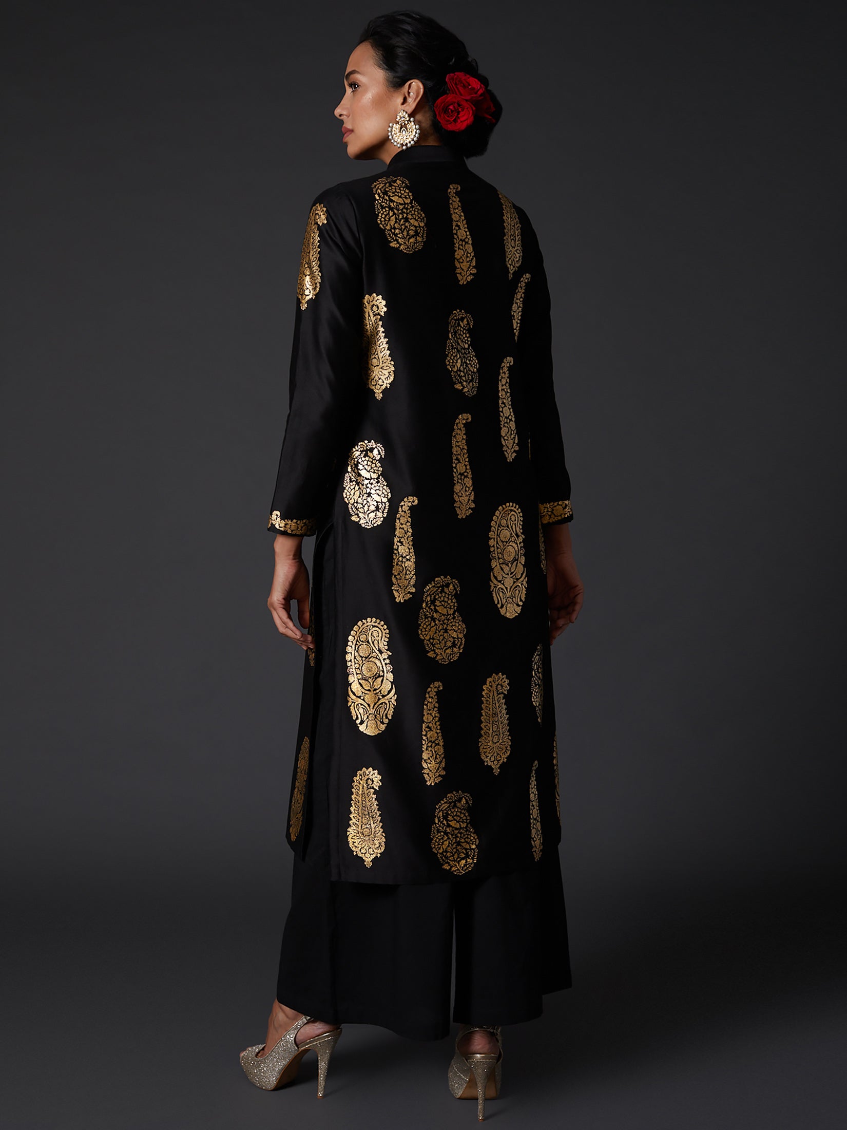 Black Block Printed Kurta Set