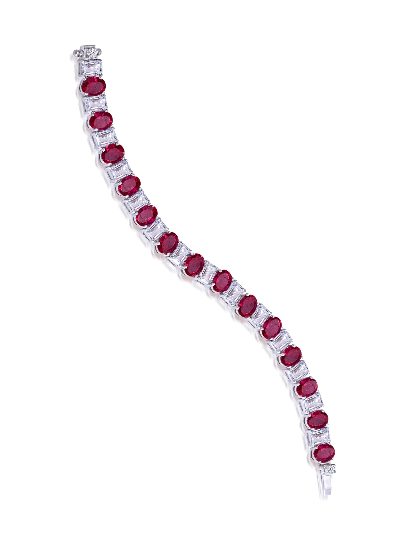 White Swarovski and Red Synthetic Tennis Bracelet