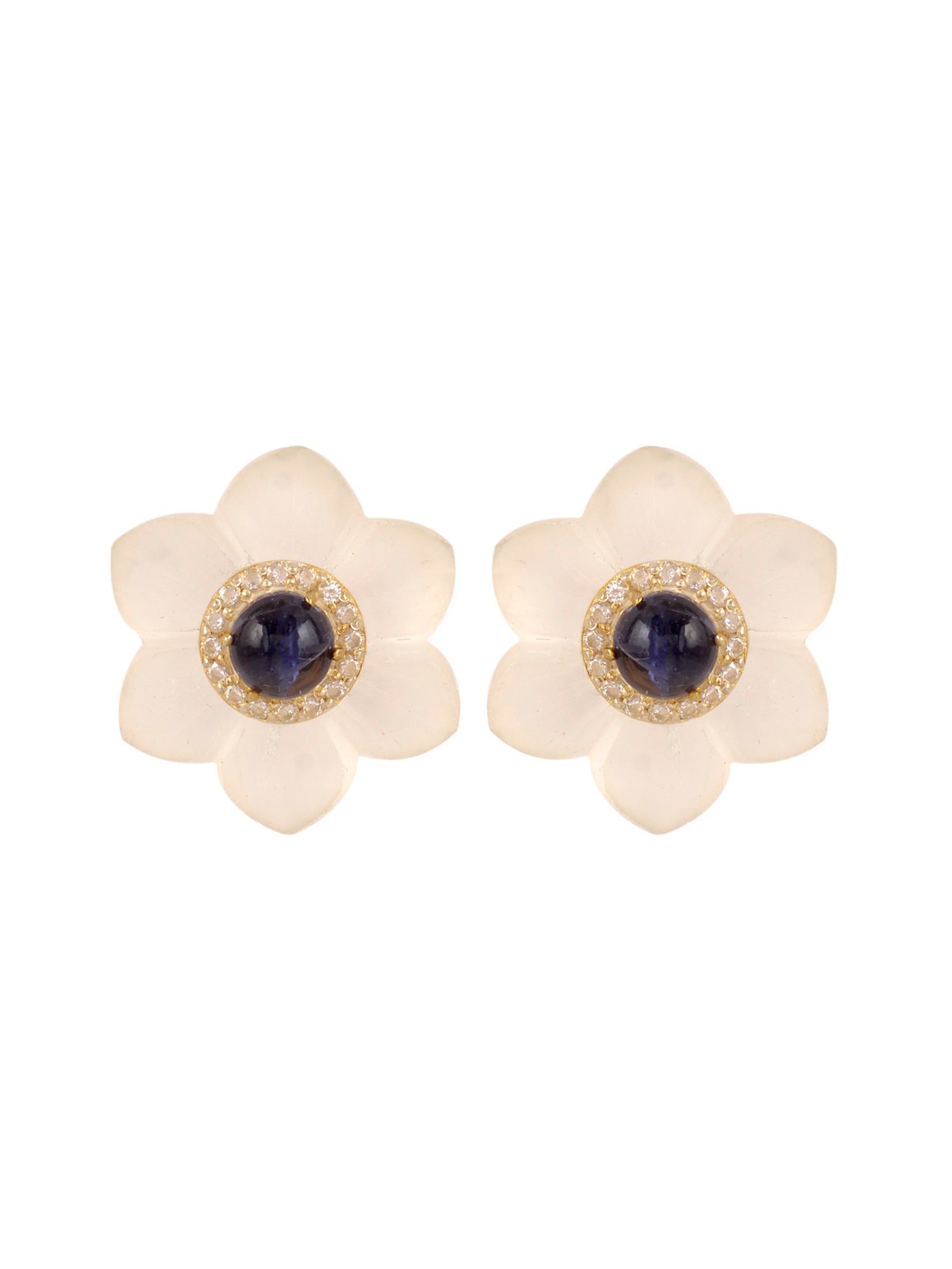 Crystal And Iolite Mini Starflower Earrings