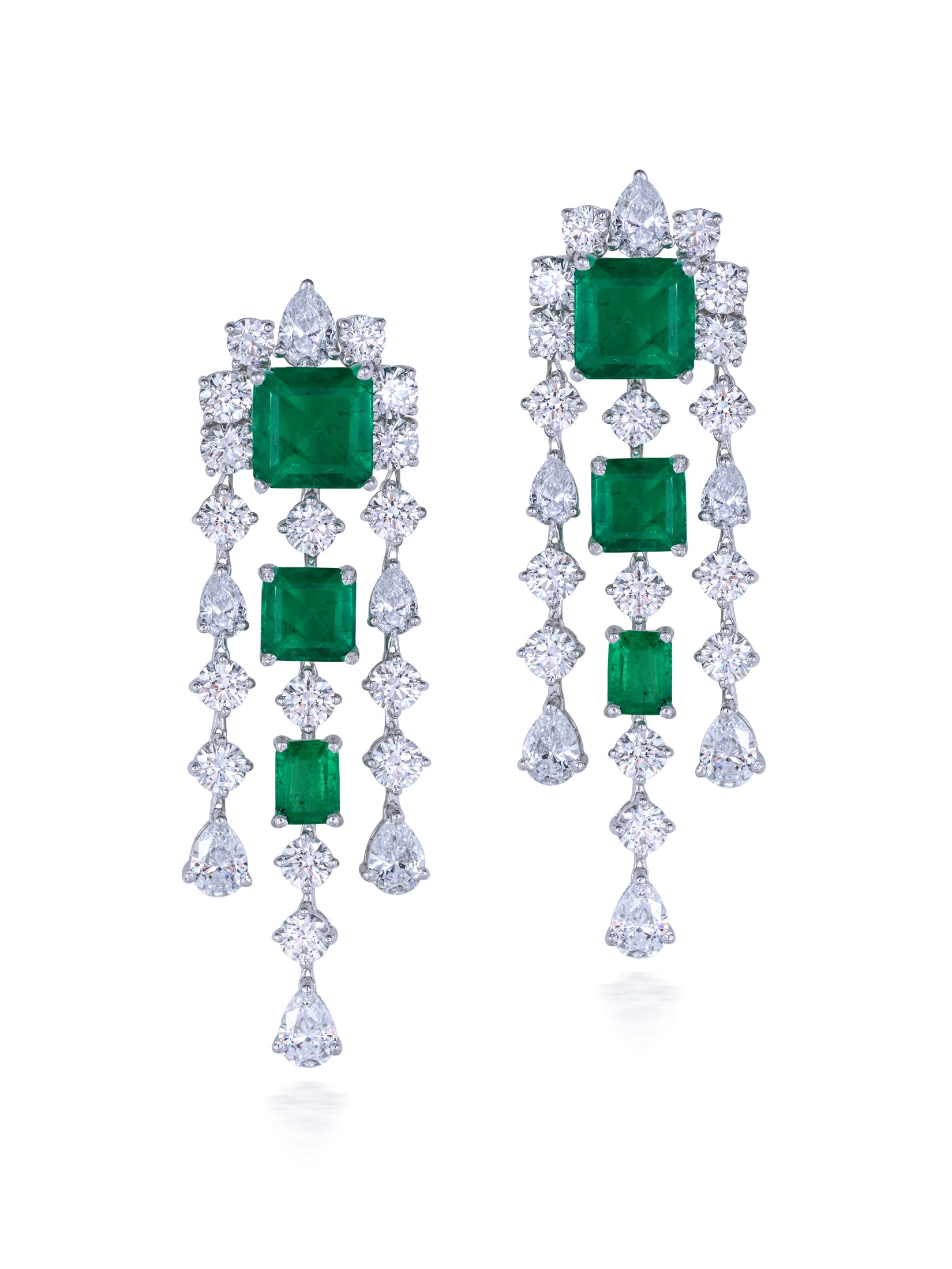 Green and White Danglers & Drops Earrings