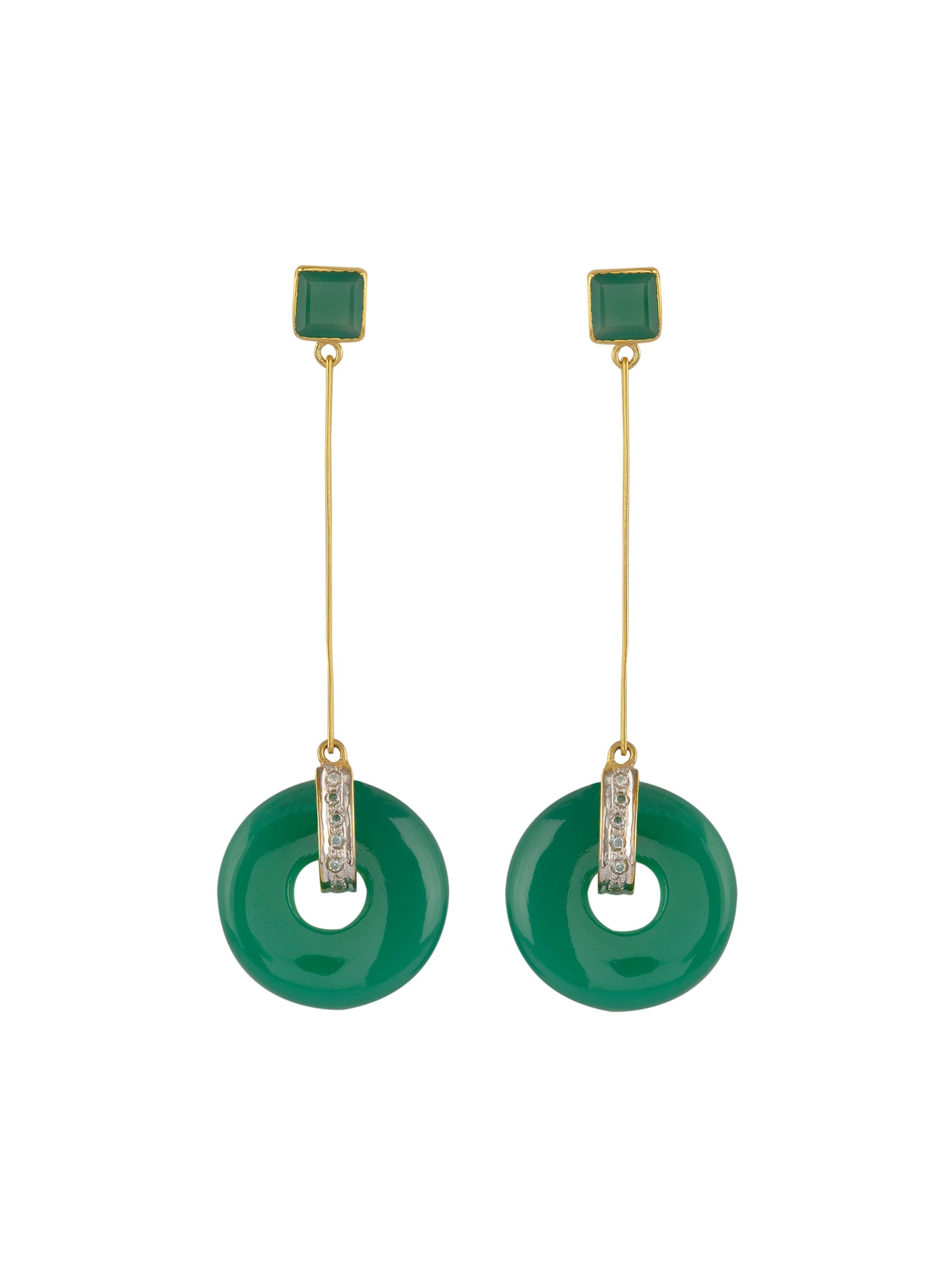 Green Onyx Disc Earrings